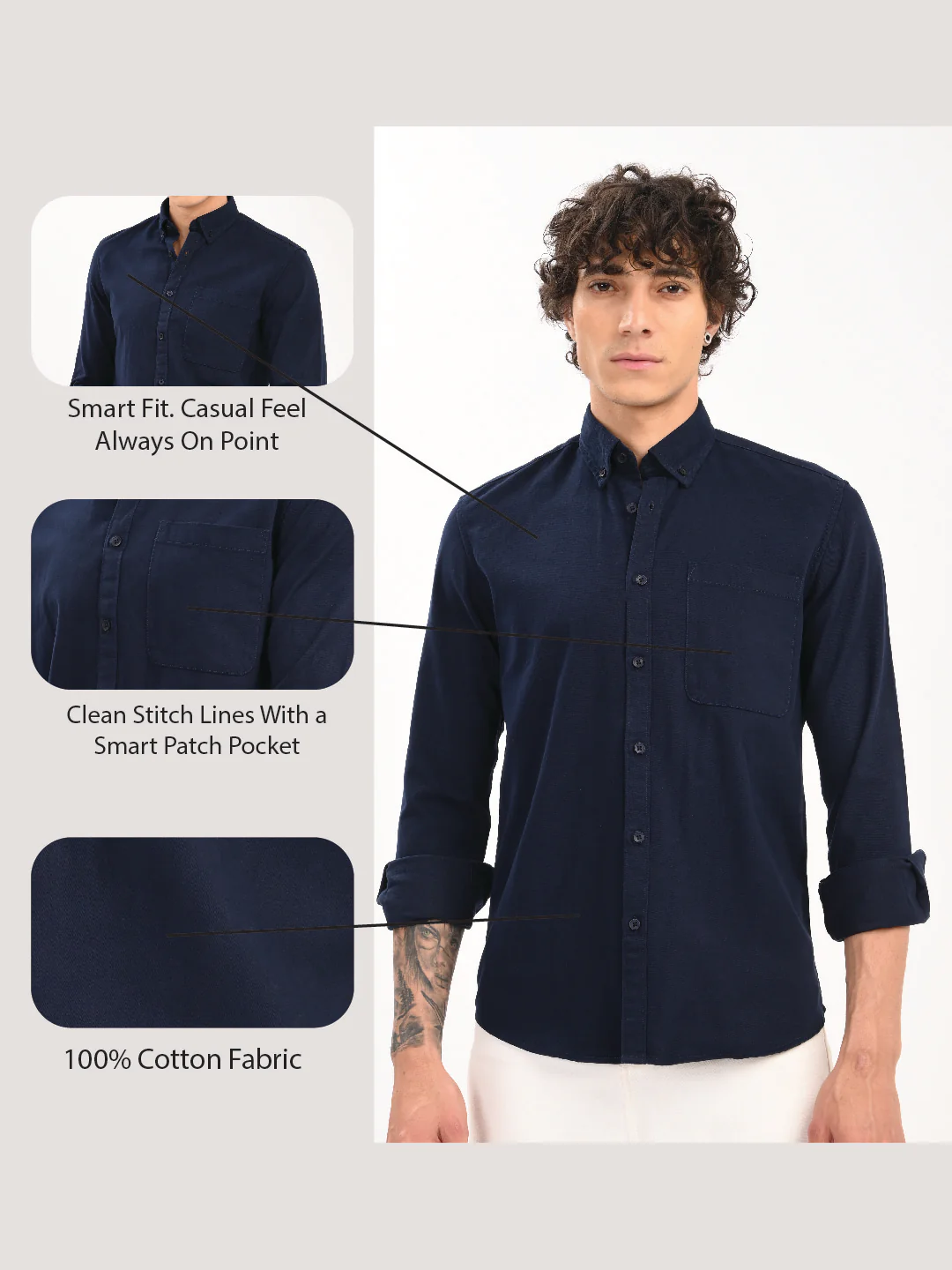 Men Navy Everyday Essential Solid Shirt - Image 15