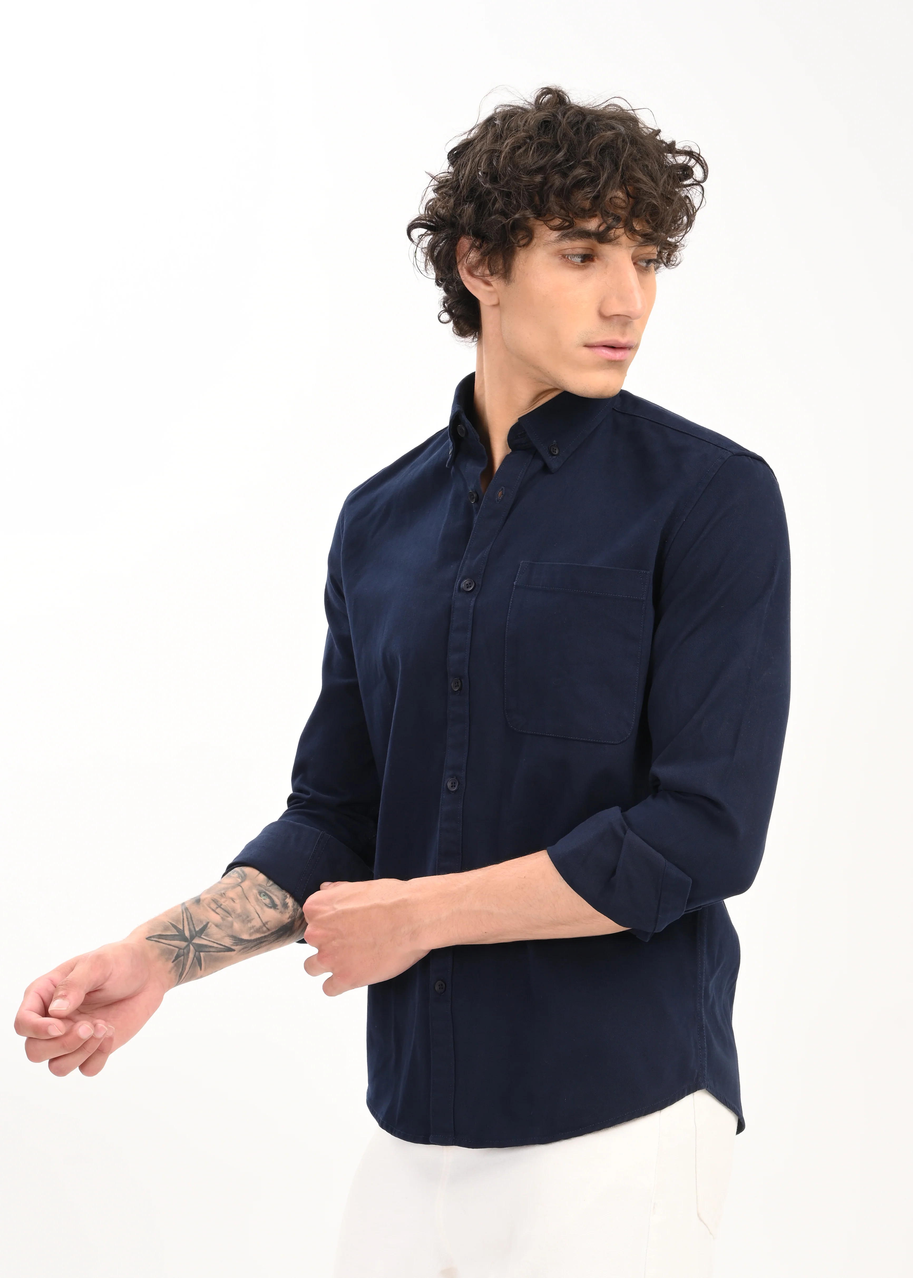Men Navy Everyday Essential Solid Shirt - Image 4