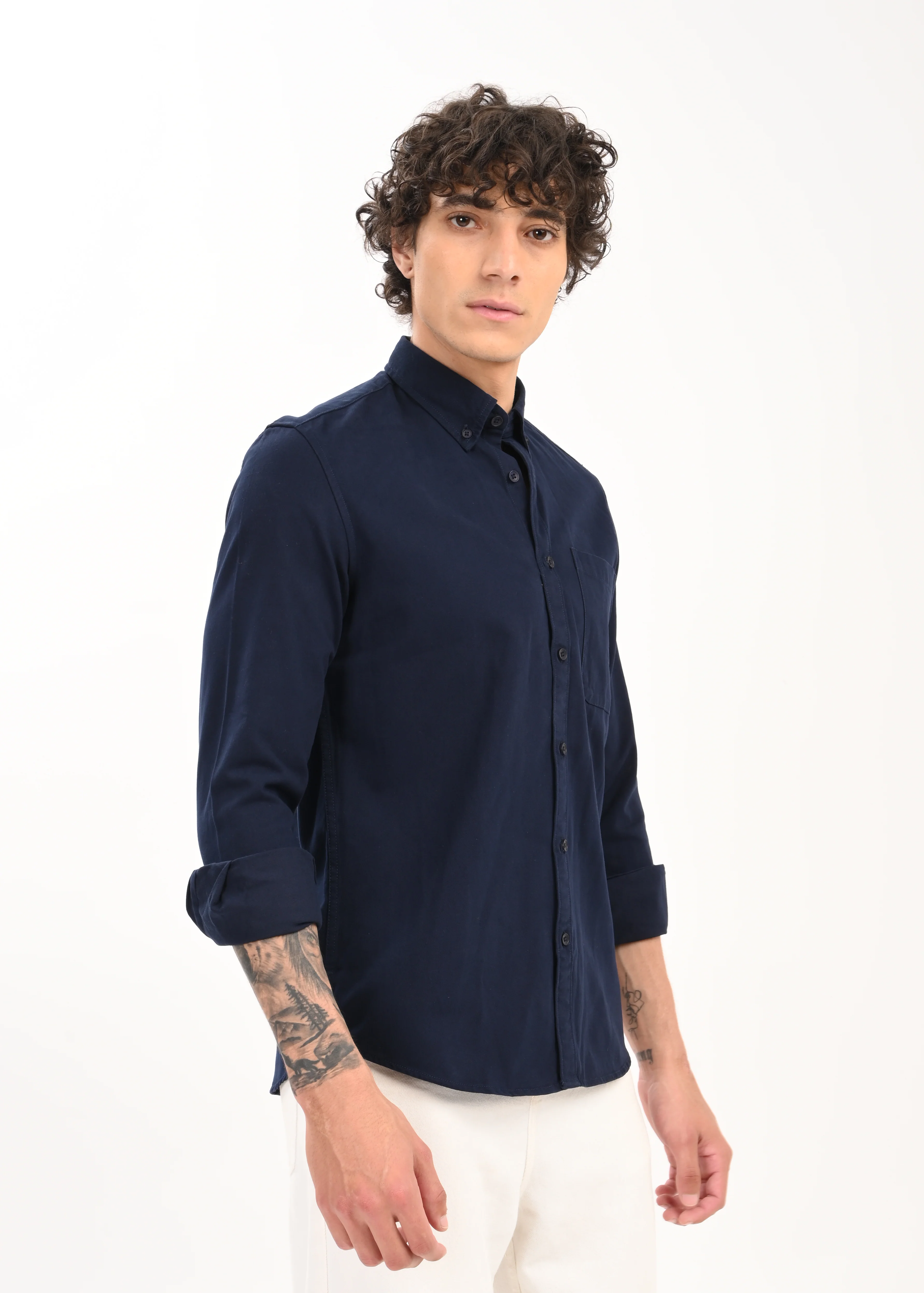 Men Navy Everyday Essential Solid Shirt - Image 5