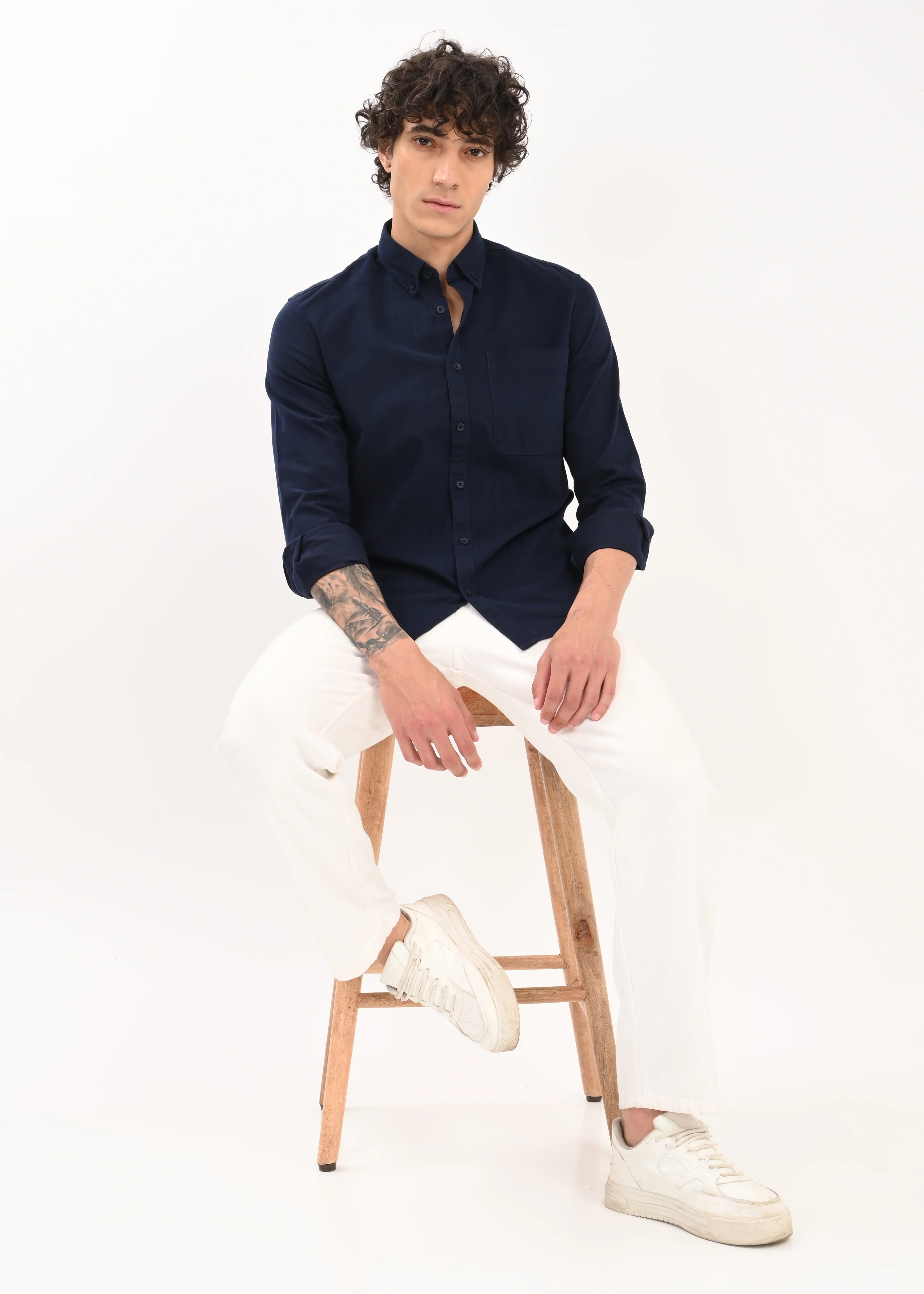 Men Navy Everyday Essential Solid Shirt - Image 8