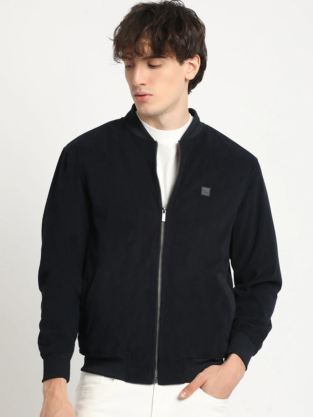 Men Navy Lightweight Bomber Jacket - Image 2