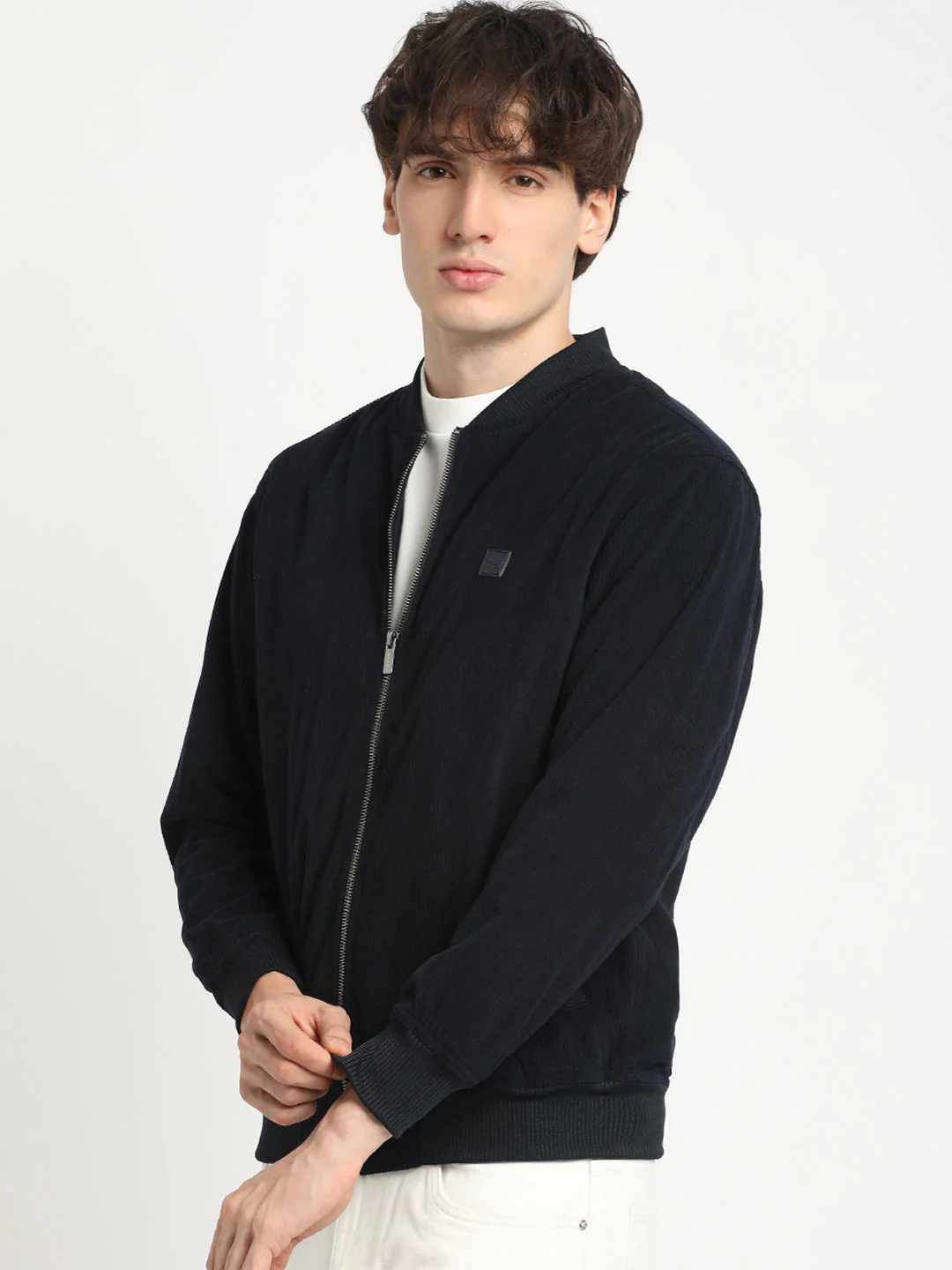 Men Navy Lightweight Bomber Jacket - Image 3