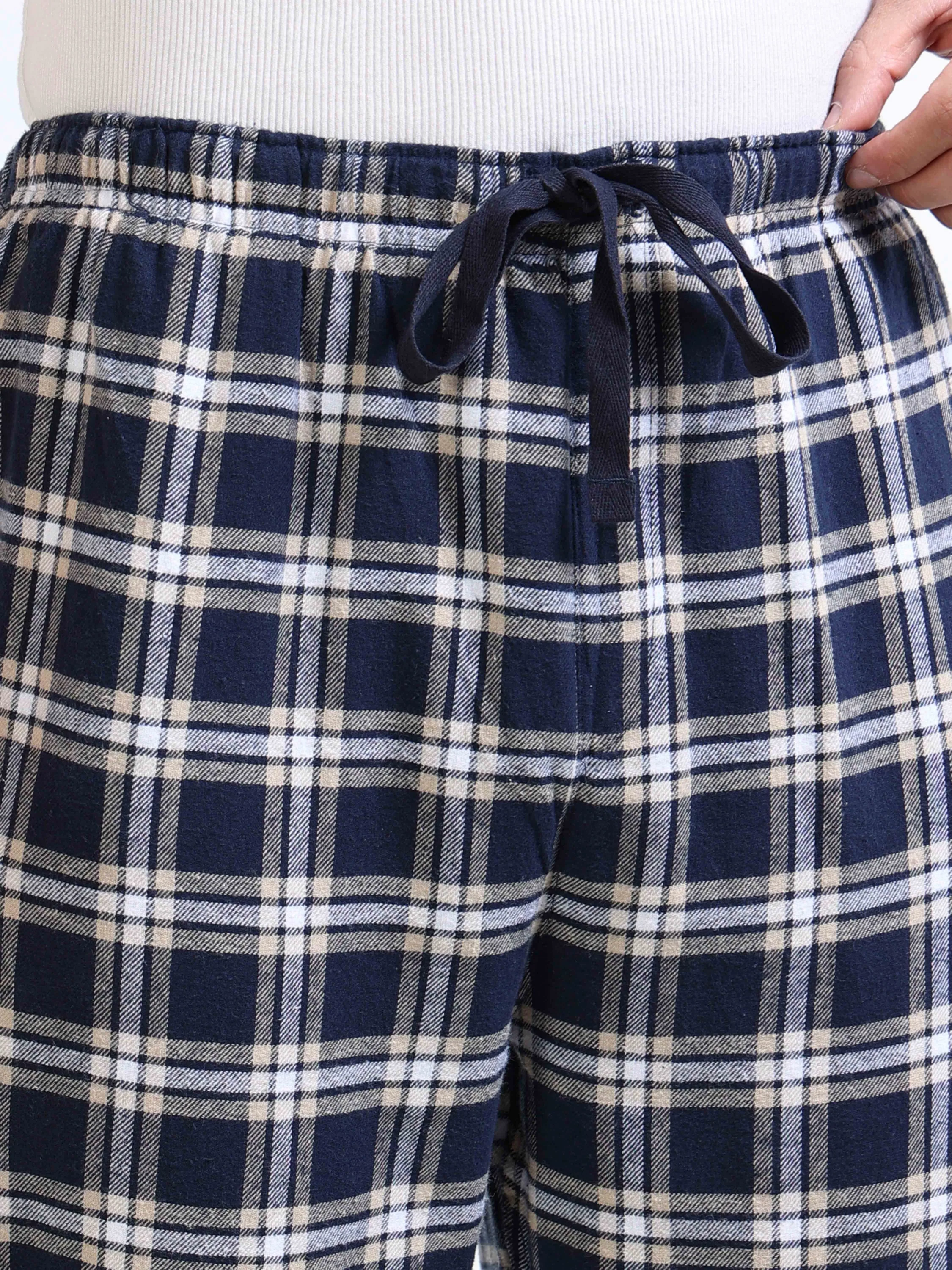 Men Navy Madras Check Lounge Pants - Image 7