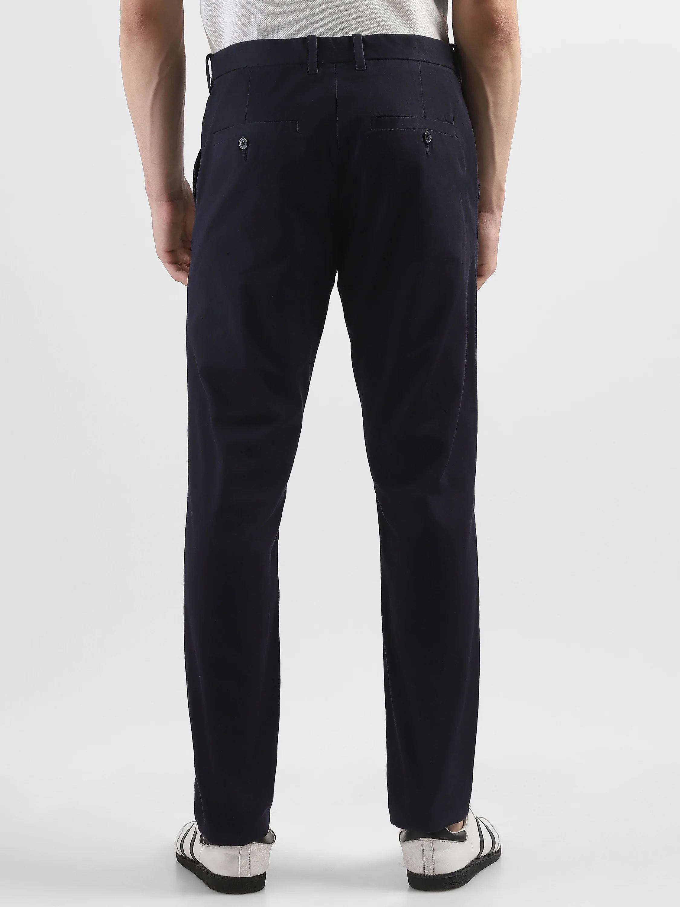 Men Navy Mid Rise Formal Trousers - Image 3