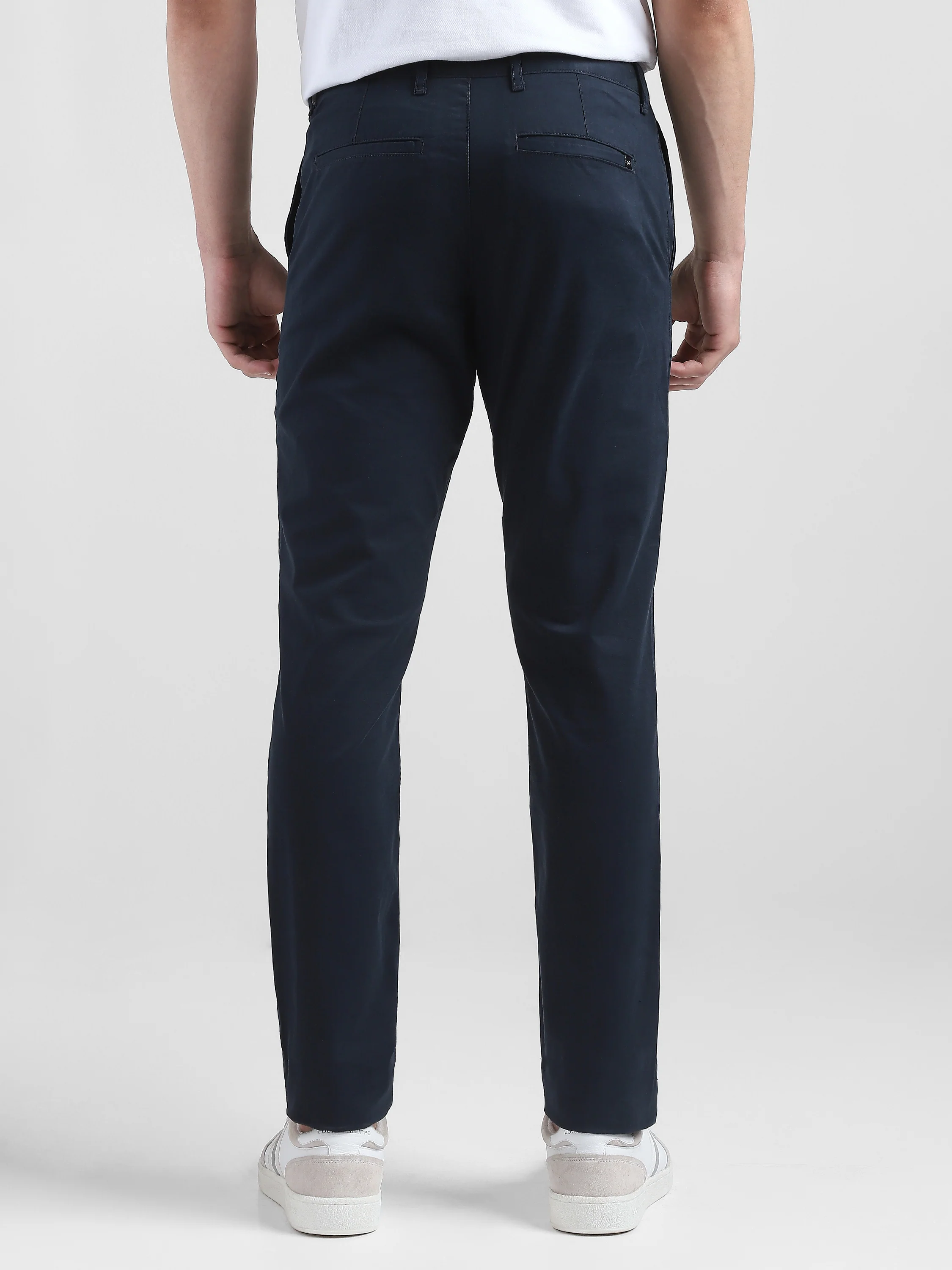 Men Navy Mid Rise Regular Fit Trouser - Image 4