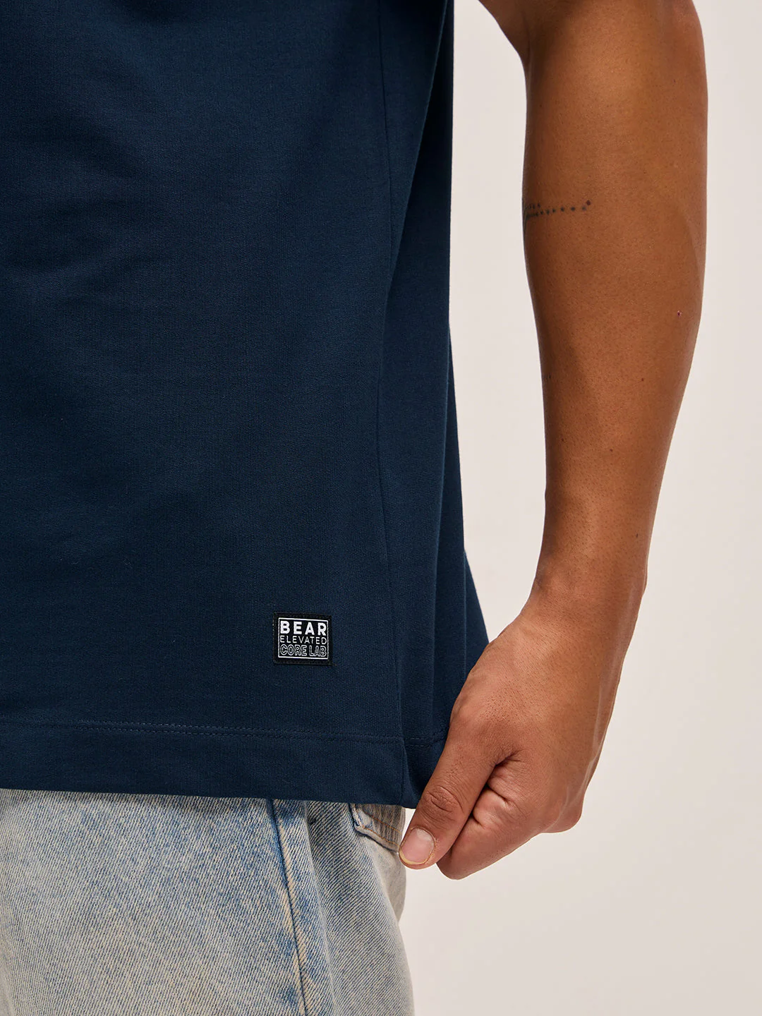 Men Navy Oversize Graphic Design Crew Neck T-shirt - Image 6
