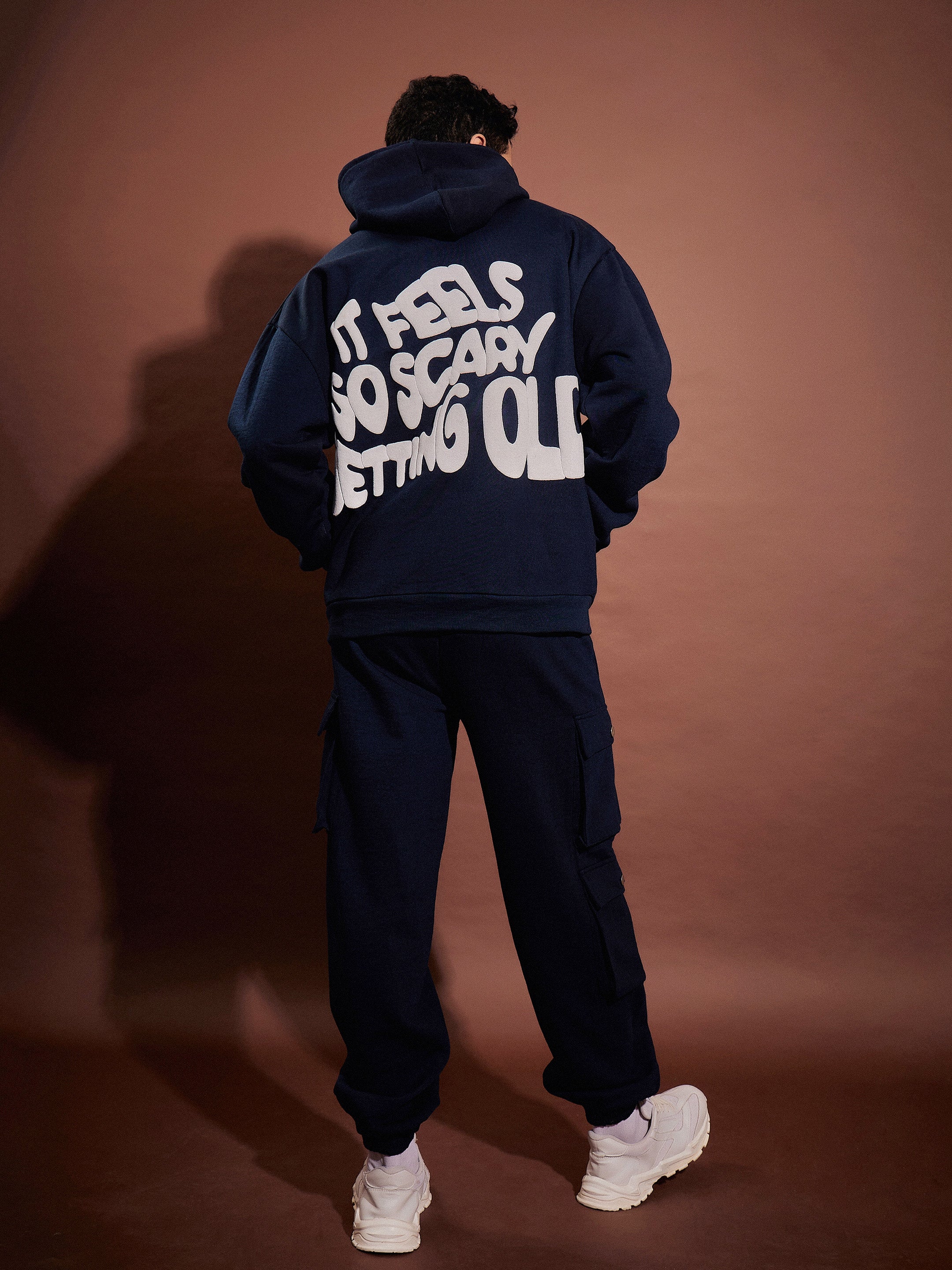 Men Navy Oversized Hoodie With Joggers - Image 2