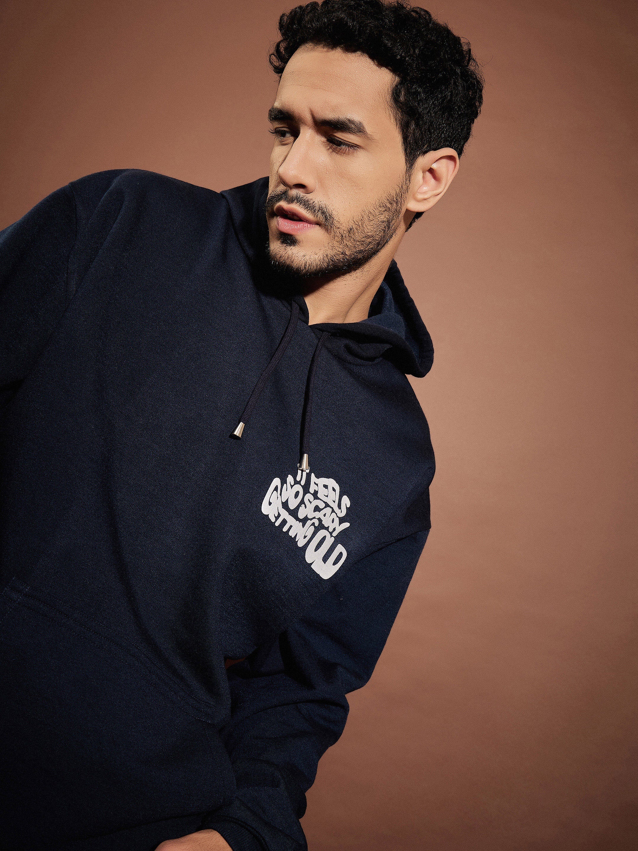 Men Navy Oversized Hoodie With Joggers - Image 3