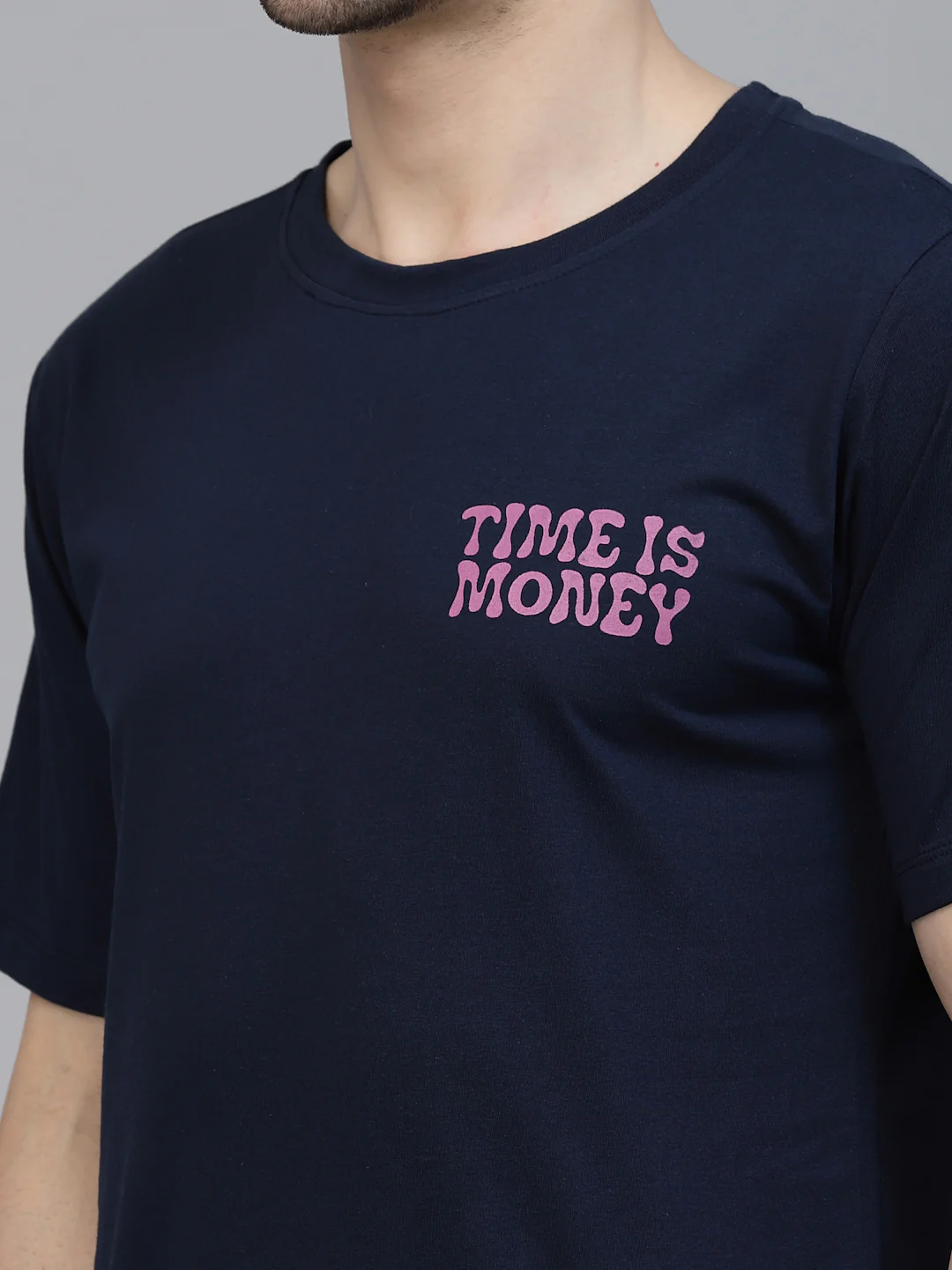 Men Navy Oversized Printed T-shirt - Image 3