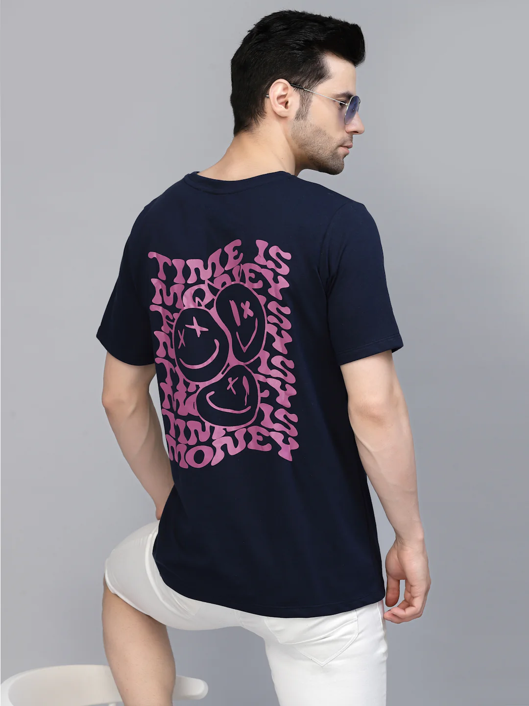 Men Navy Oversized Printed T-shirt - Image 5