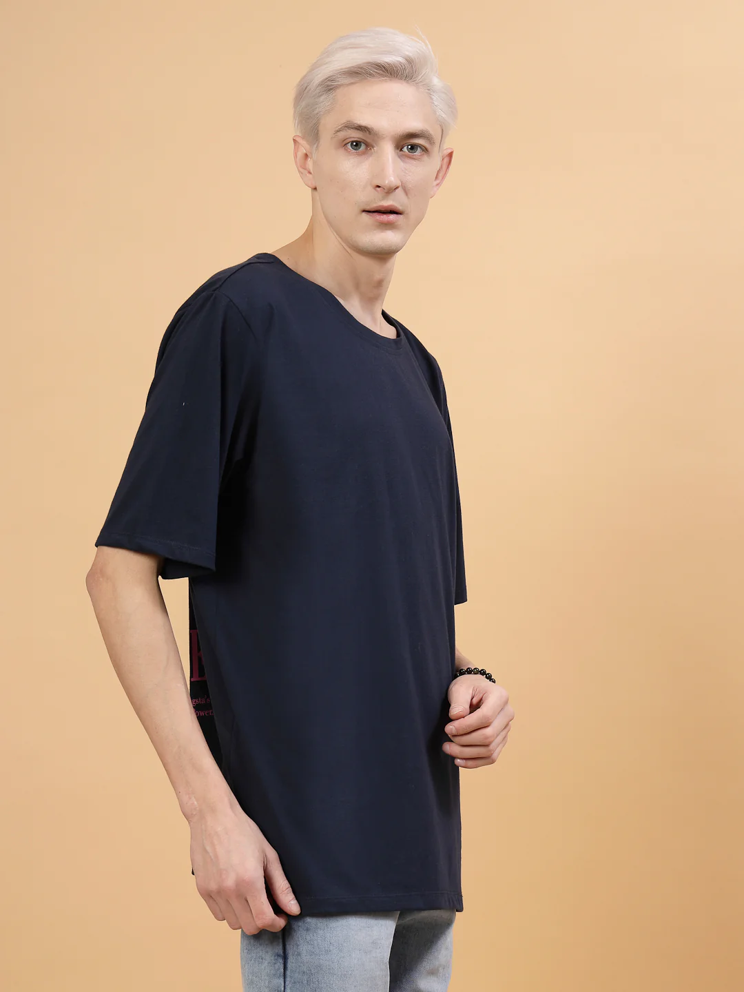 Men Navy Oversized Printed T-shirt - Image 3