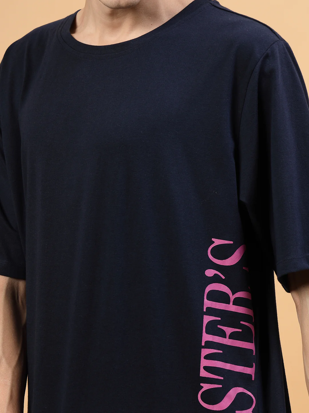 Men Navy Oversized Printed T-shirt - Image 4