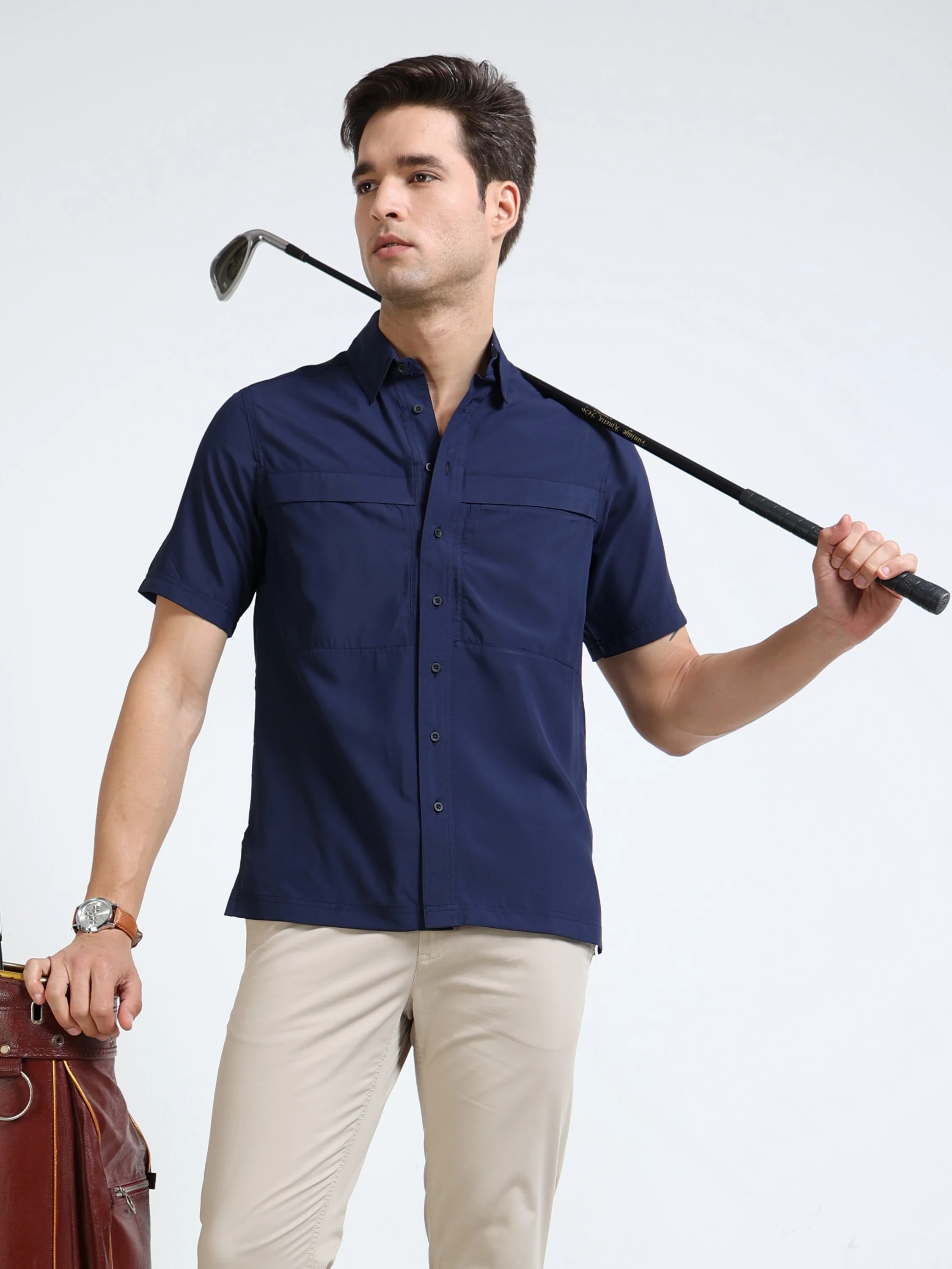 Men Navy Parachute Half Shirt - Image 2