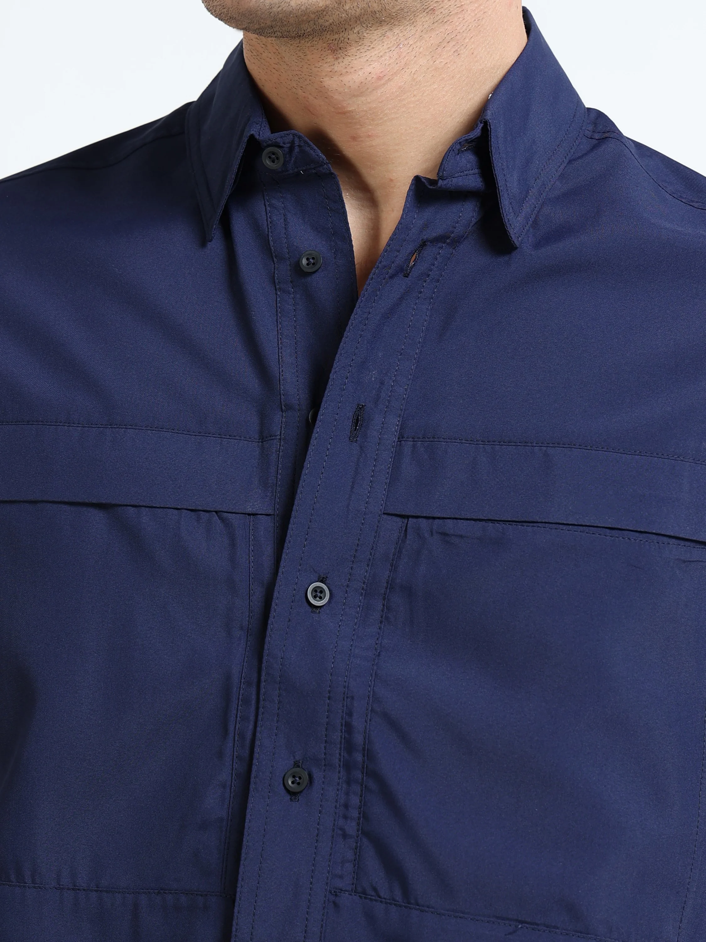 Men Navy Parachute Half Shirt - Image 3