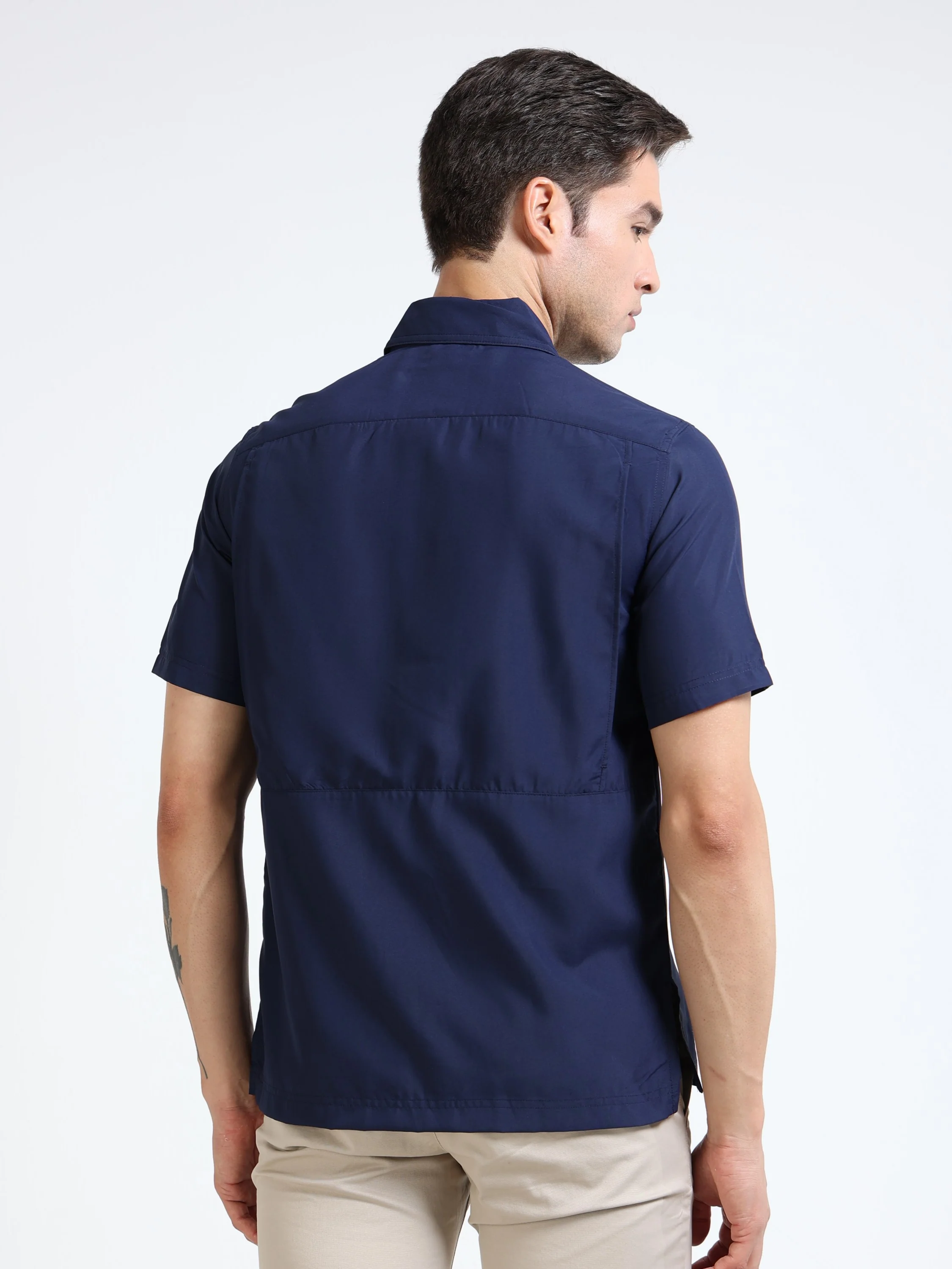 Men Navy Parachute Half Shirt - Image 4