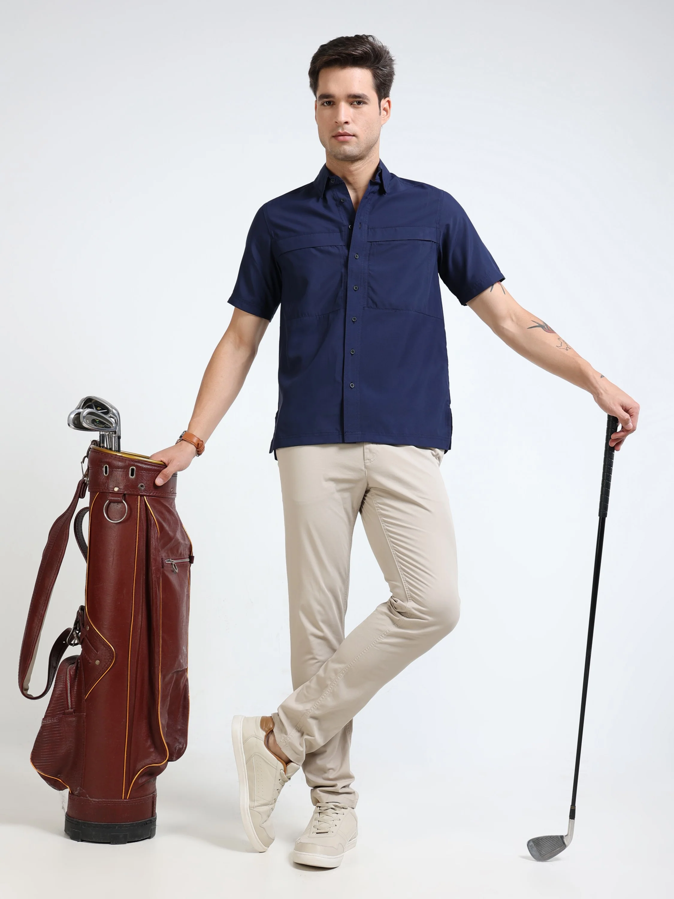 Men Navy Parachute Half Shirt - Image 6