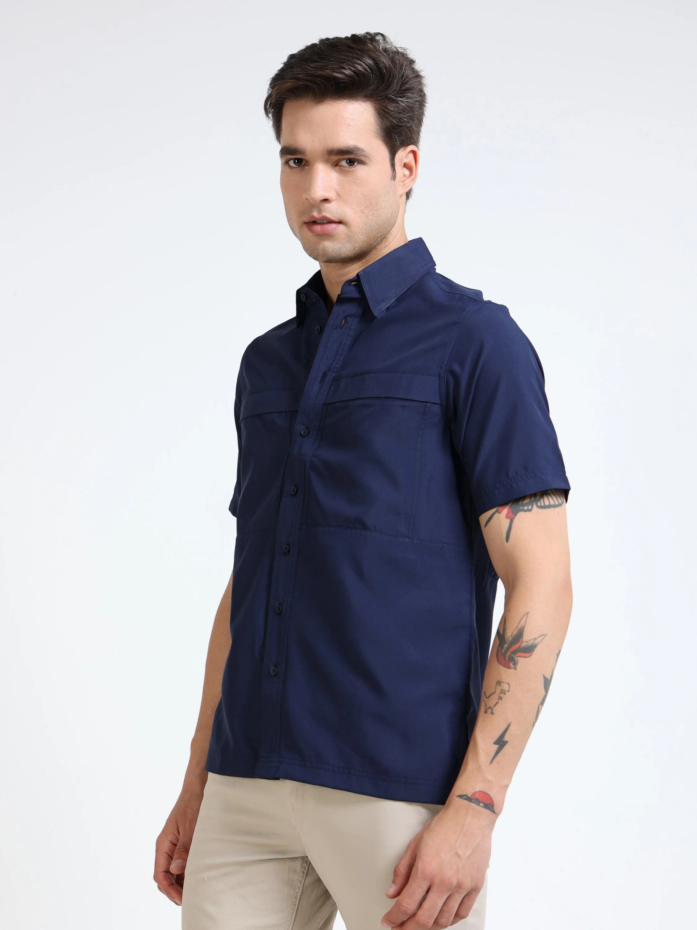 Men Navy Parachute Half Shirt - Image 7
