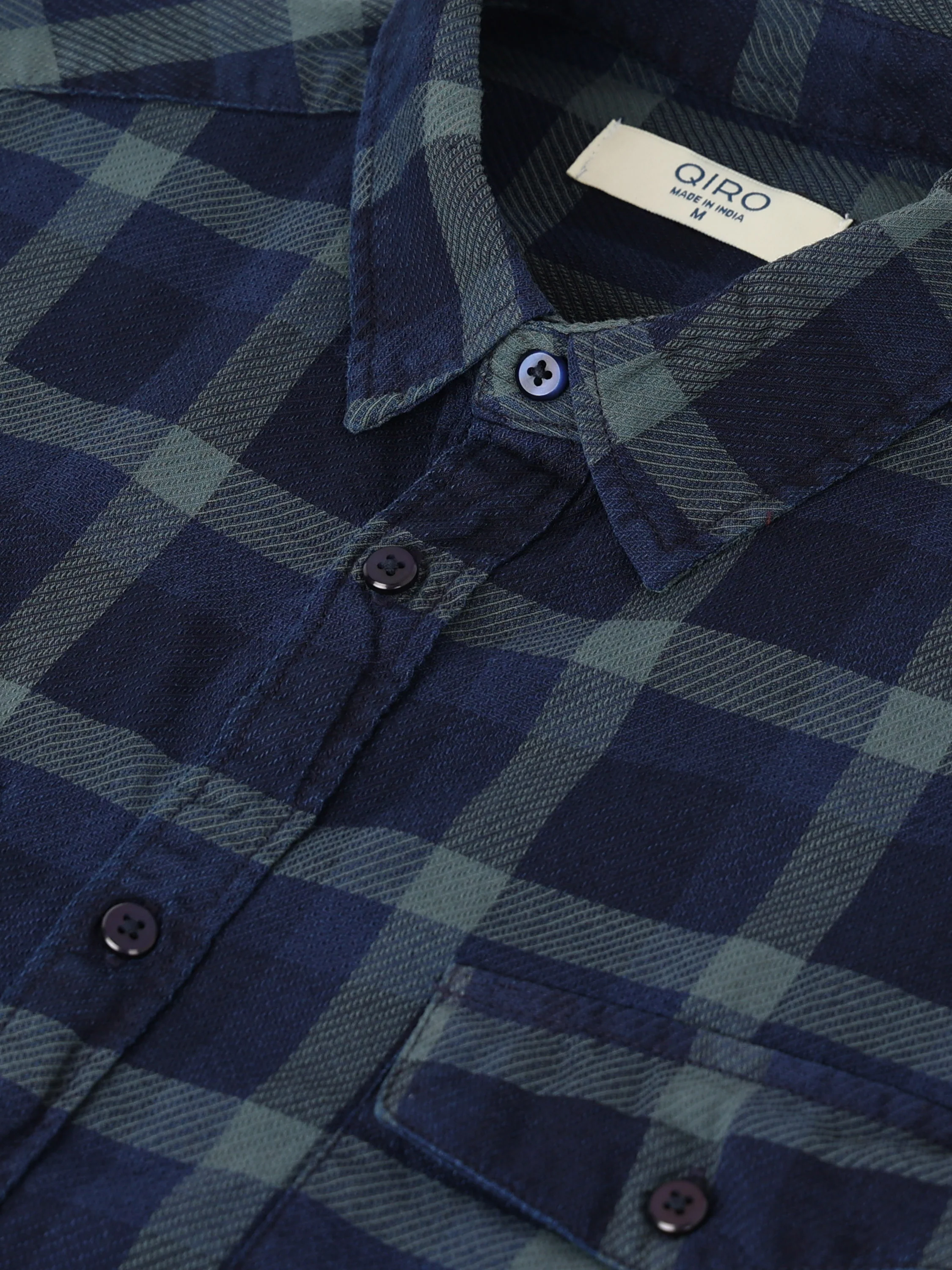Men Navy Plaid Regular Fit Shirt - Image 4