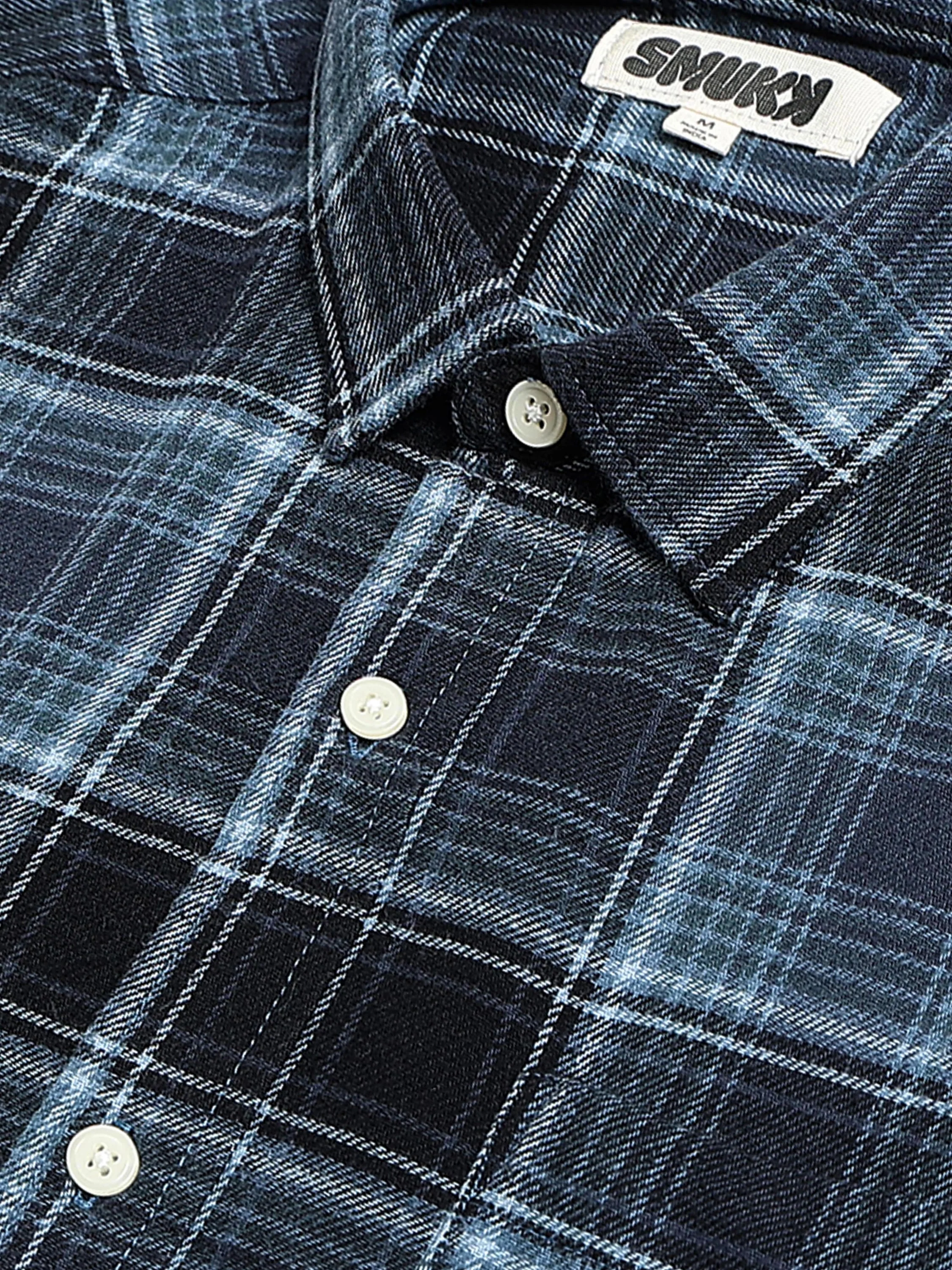Men Navy Plaid Check Shirt - Image 3