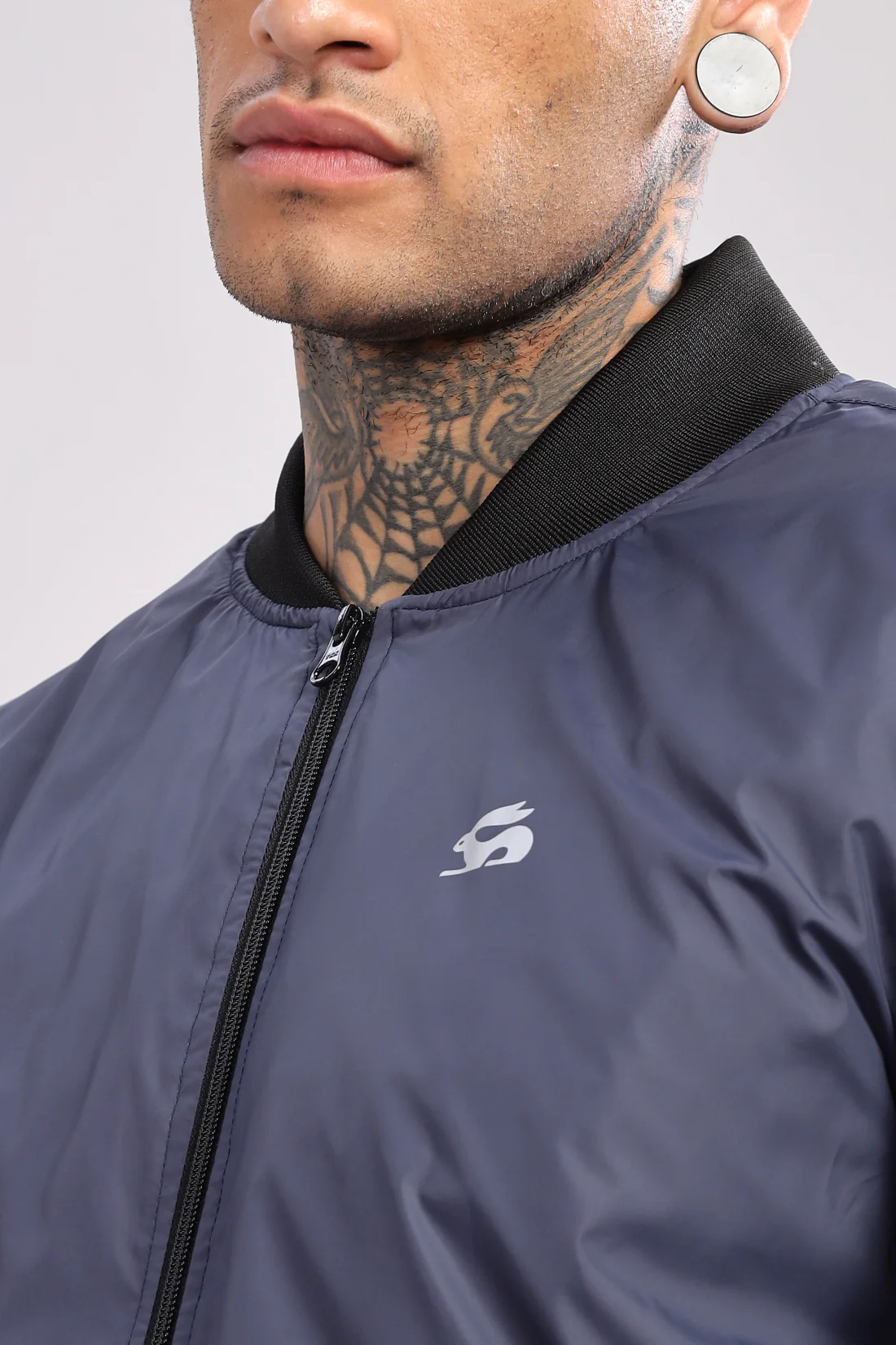 Men Navy Polyester Winter Jacket - Image 3