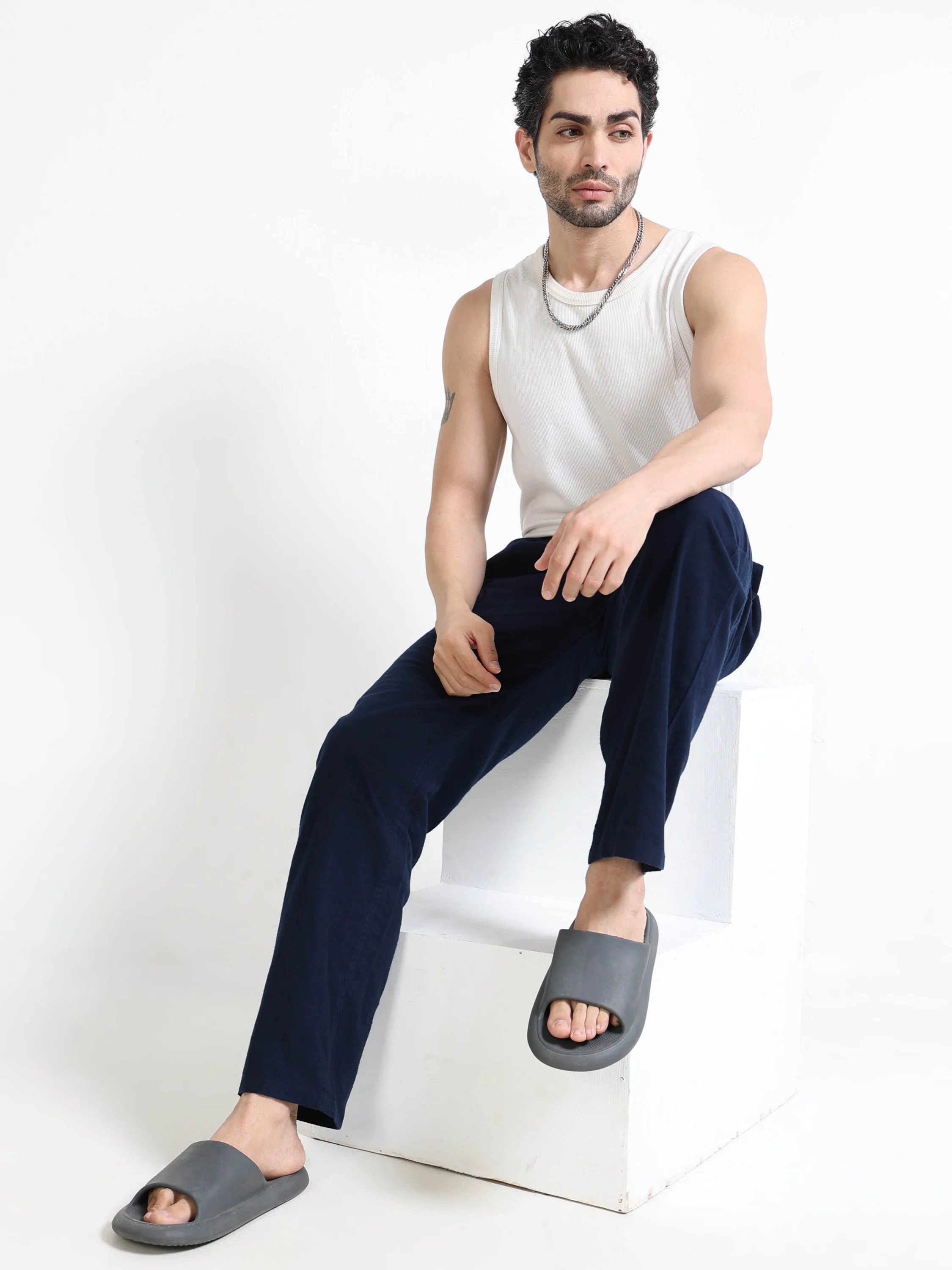 Men Navy Comfy Lounge Pants - Image 7