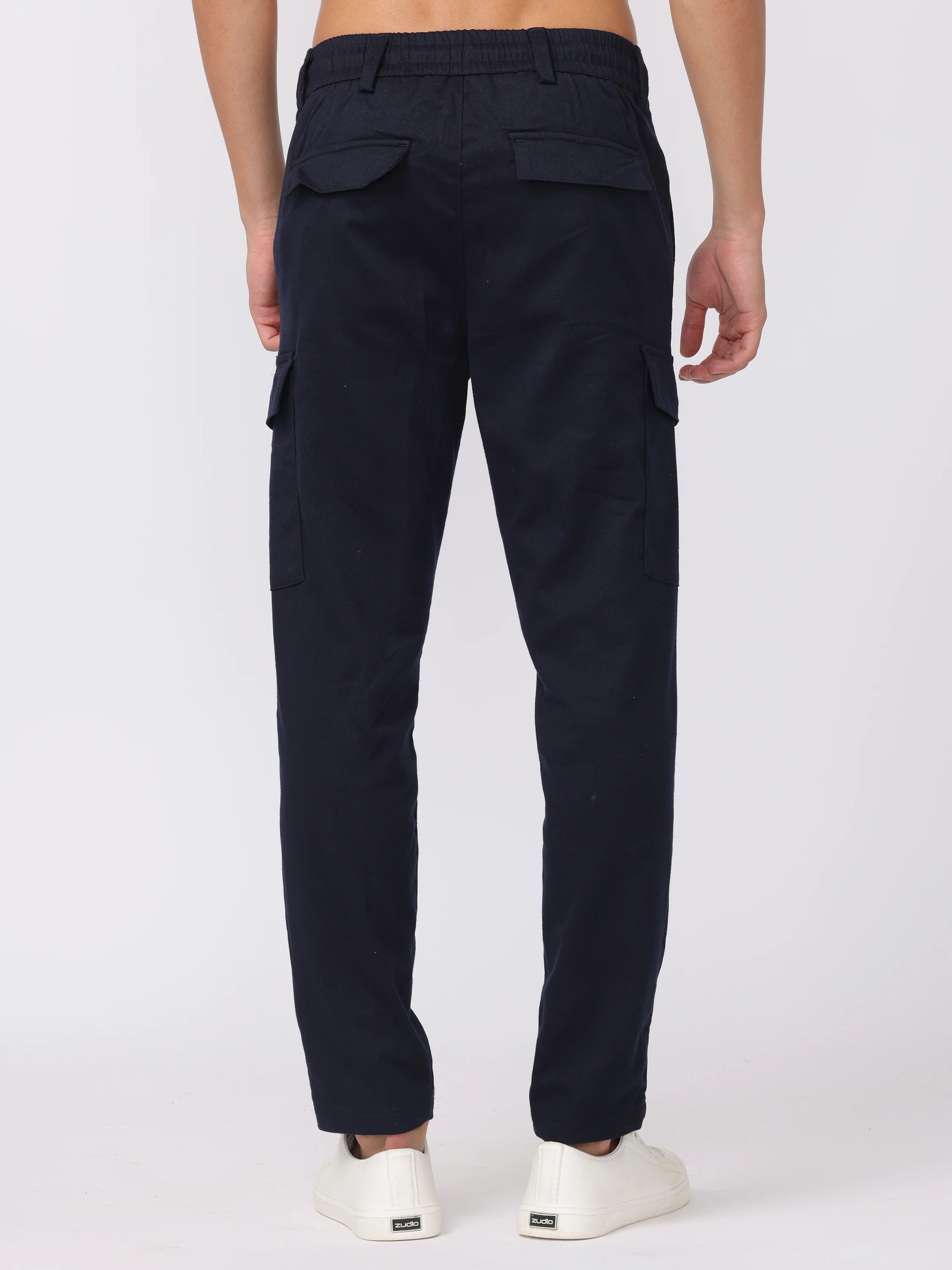 Men Navy Regular Fit Cargo Pants - Image 4