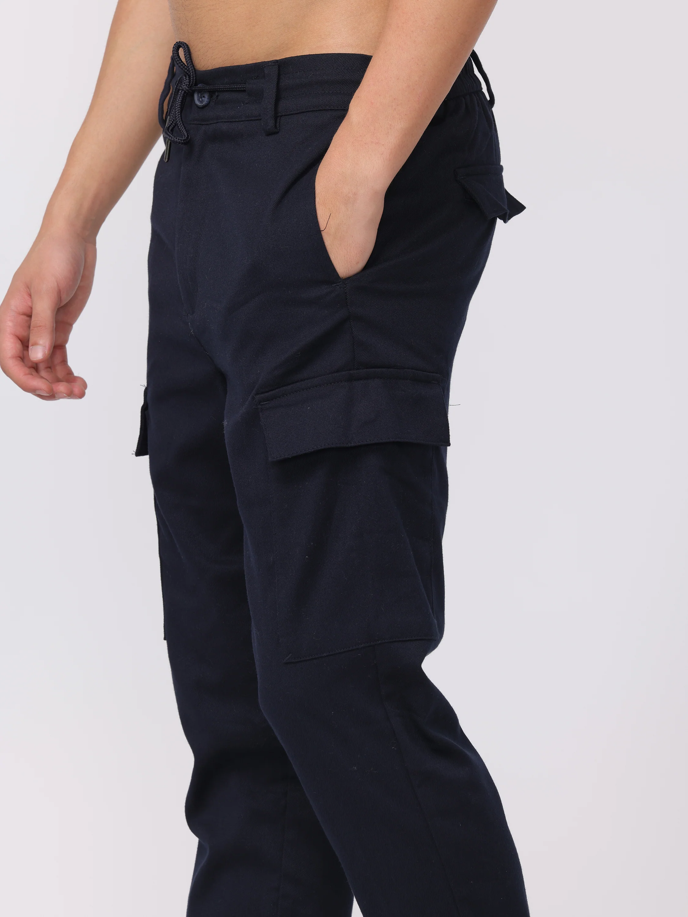 Men Navy Regular Fit Cargo Pants - Image 6