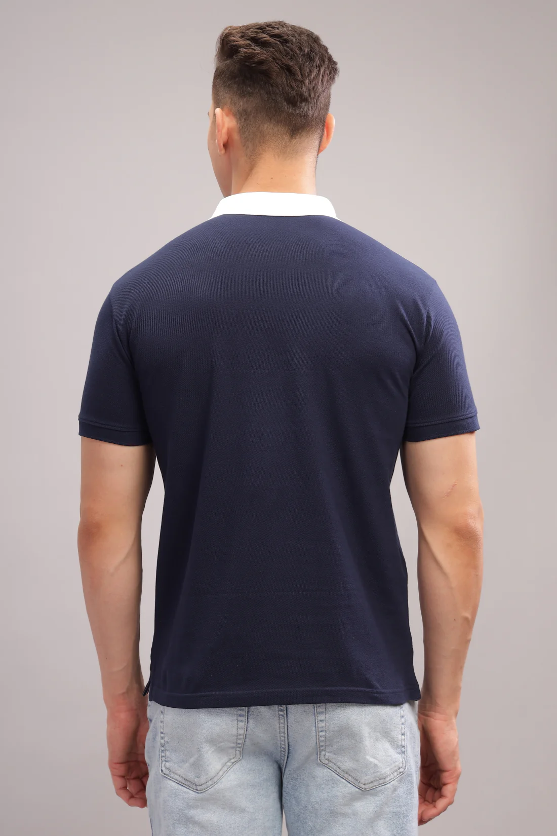 Men Navy Regular Fit Polo T-Shirt - Image 3