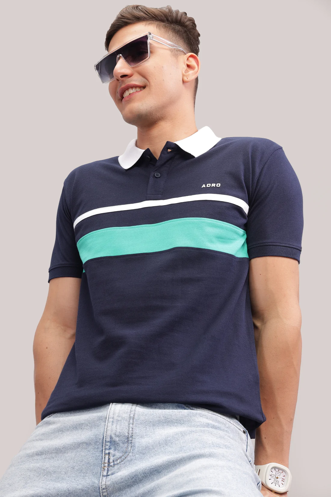 Men Navy Regular Fit Polo T-Shirt - Image 6