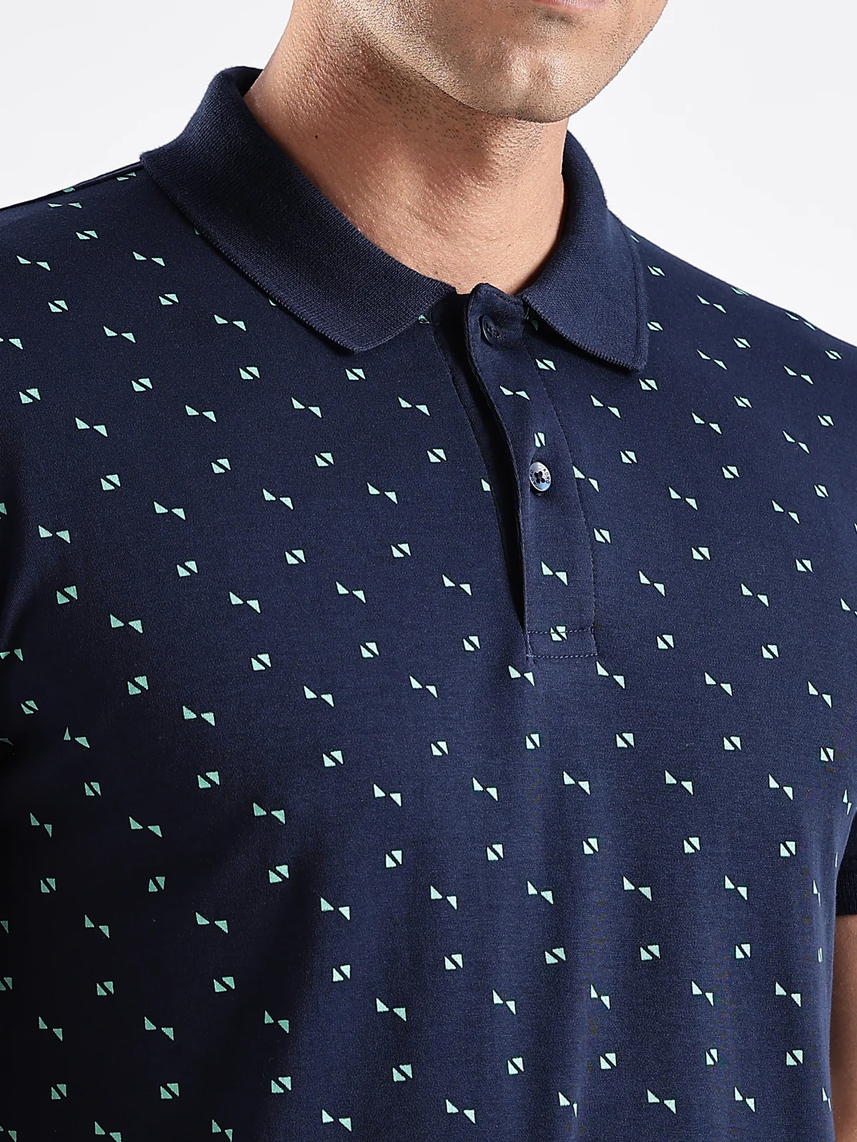 Men Navy Regular Fit Polo T-Shirt - Image 3