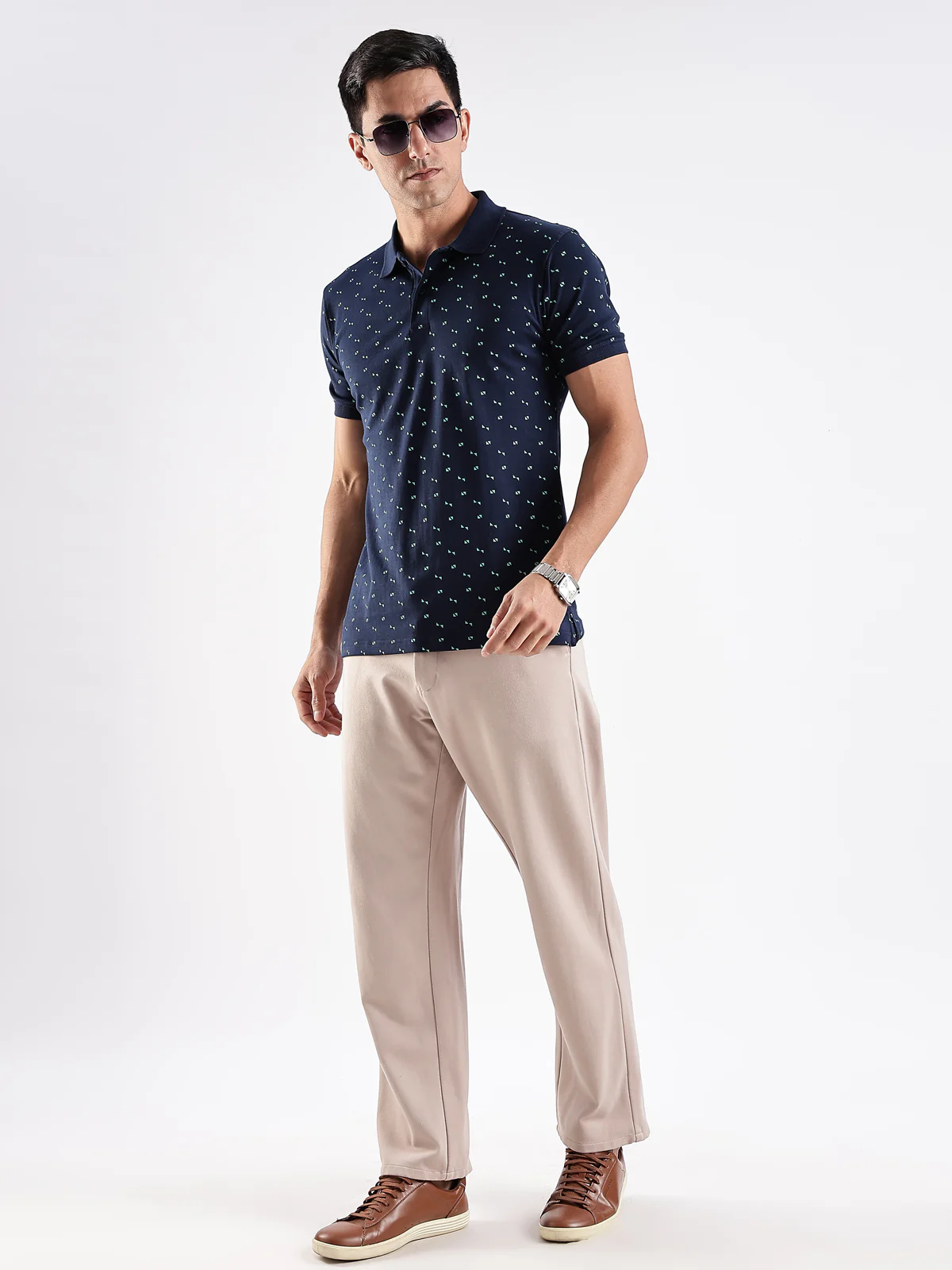 Men Navy Regular Fit Polo T-Shirt - Image 5