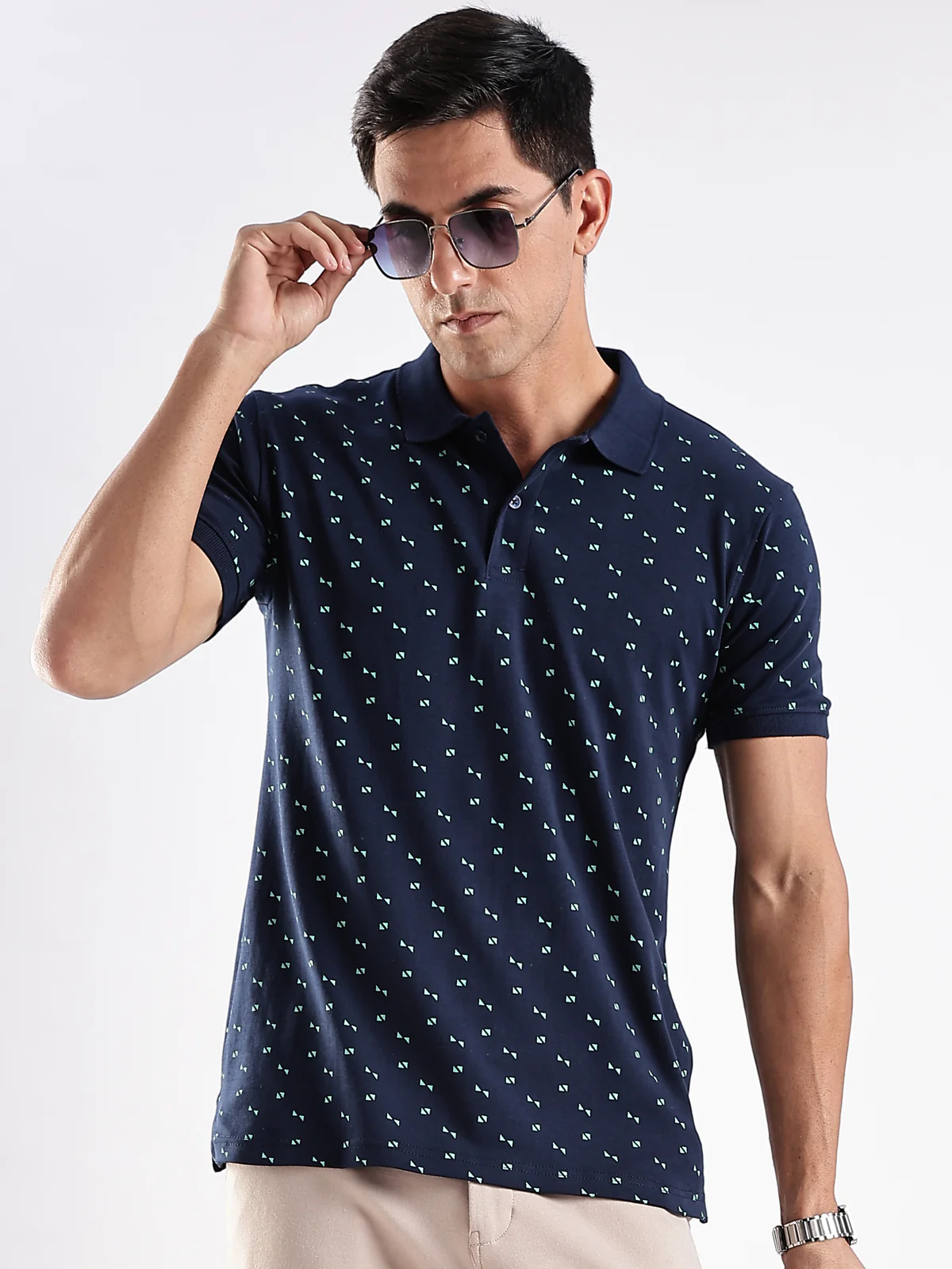 Men Navy Regular Fit Polo T-Shirt - Image 6