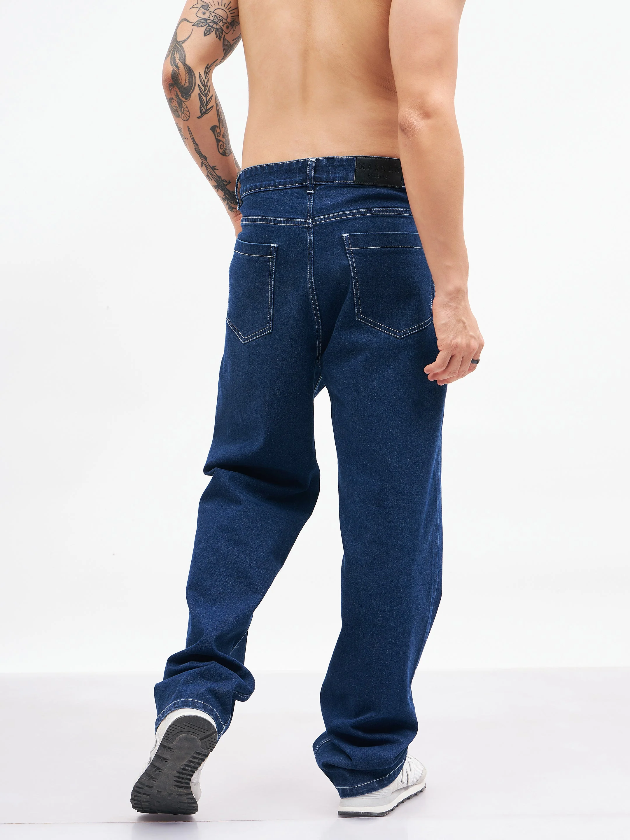 Men Navy Relax Fit Jeans - Image 2