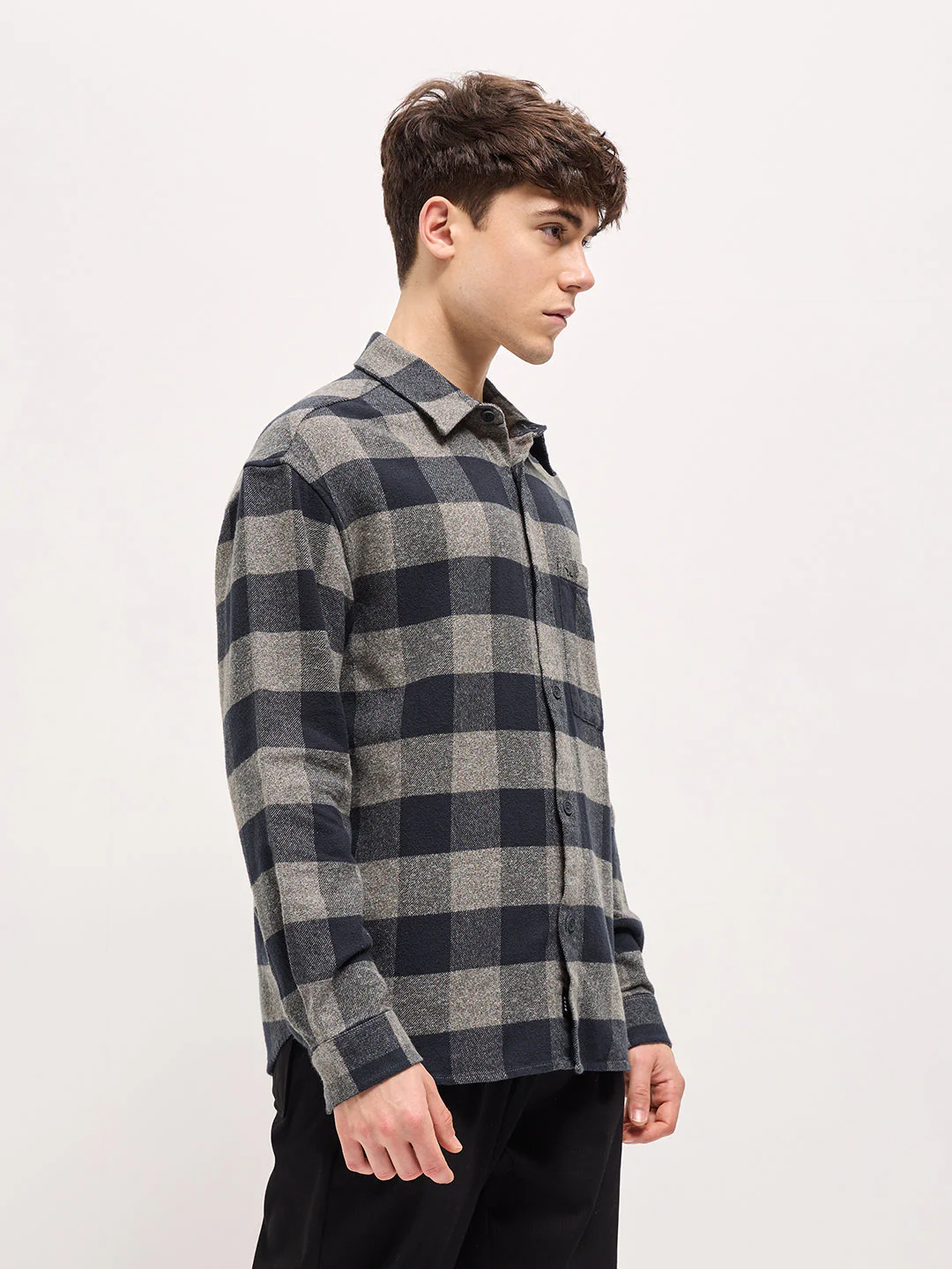 Men Navy Relax Fit Overshirt - Image 3