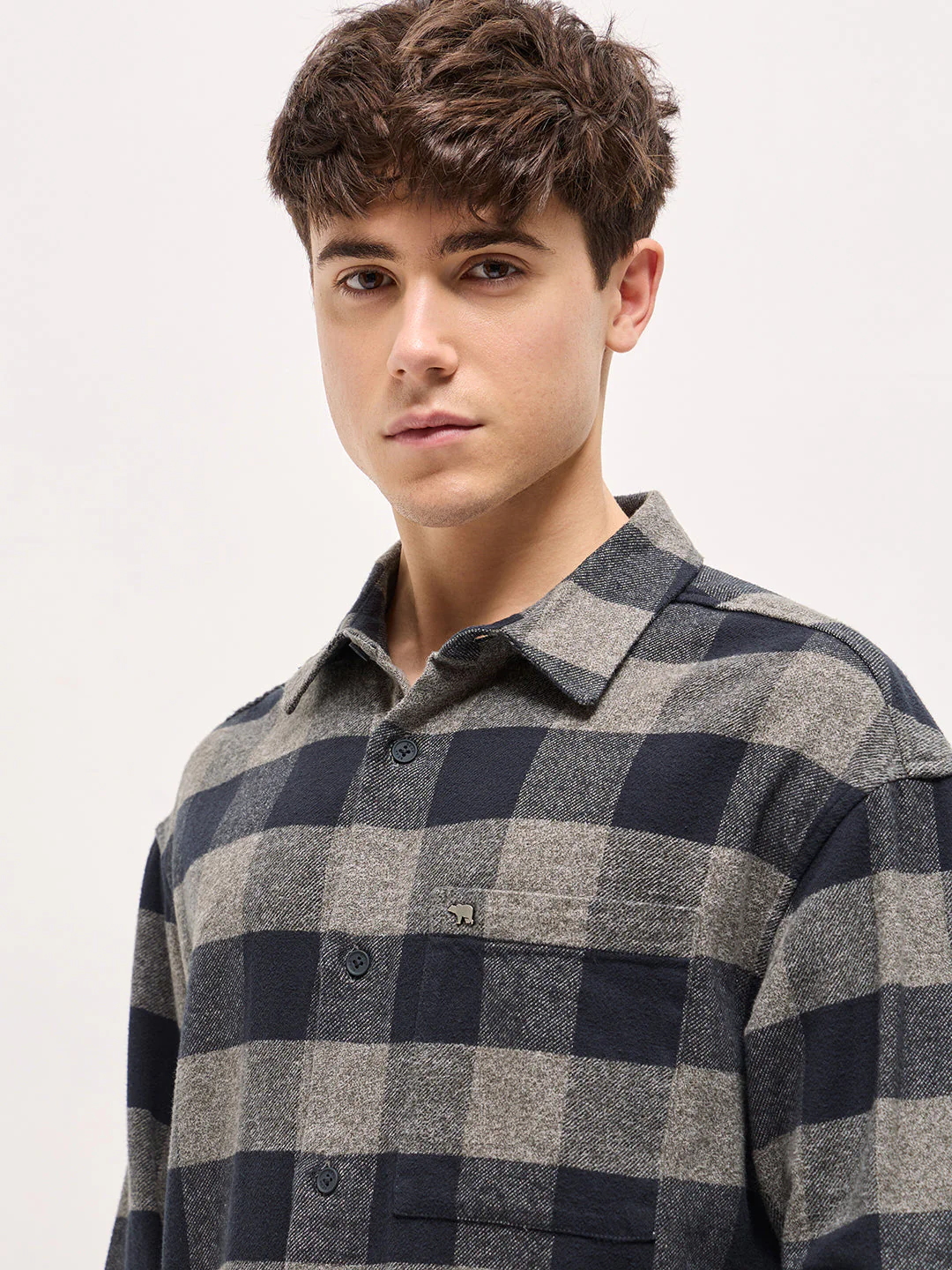 Men Navy Relax Fit Overshirt - Image 5