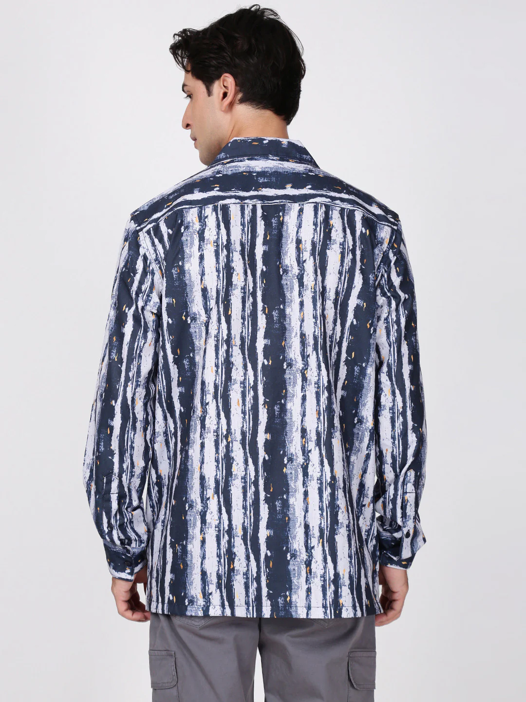 Men Navy Resort Collar Relax Fit Printed Shirt - Image 4