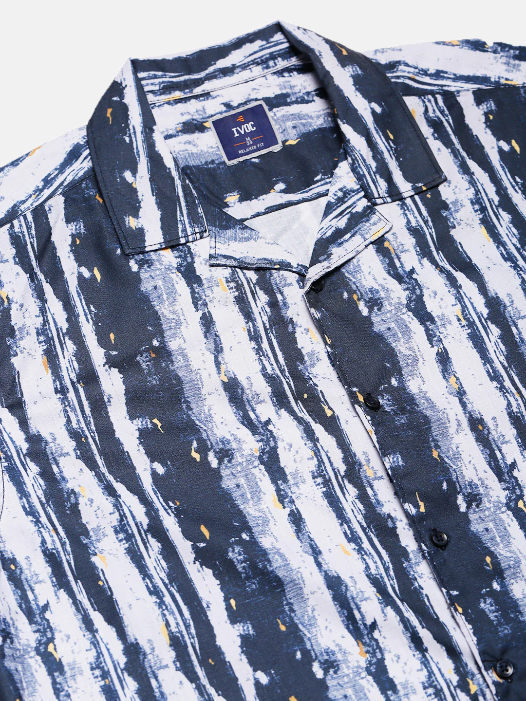 Men Navy Resort Collar Relax Fit Printed Shirt - Image 7