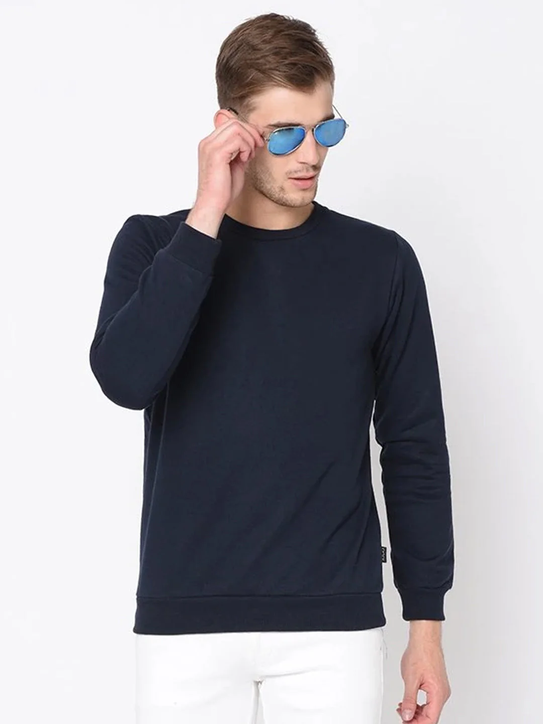 Men Navy Round Neck Sweatshirt For Men - Image 2