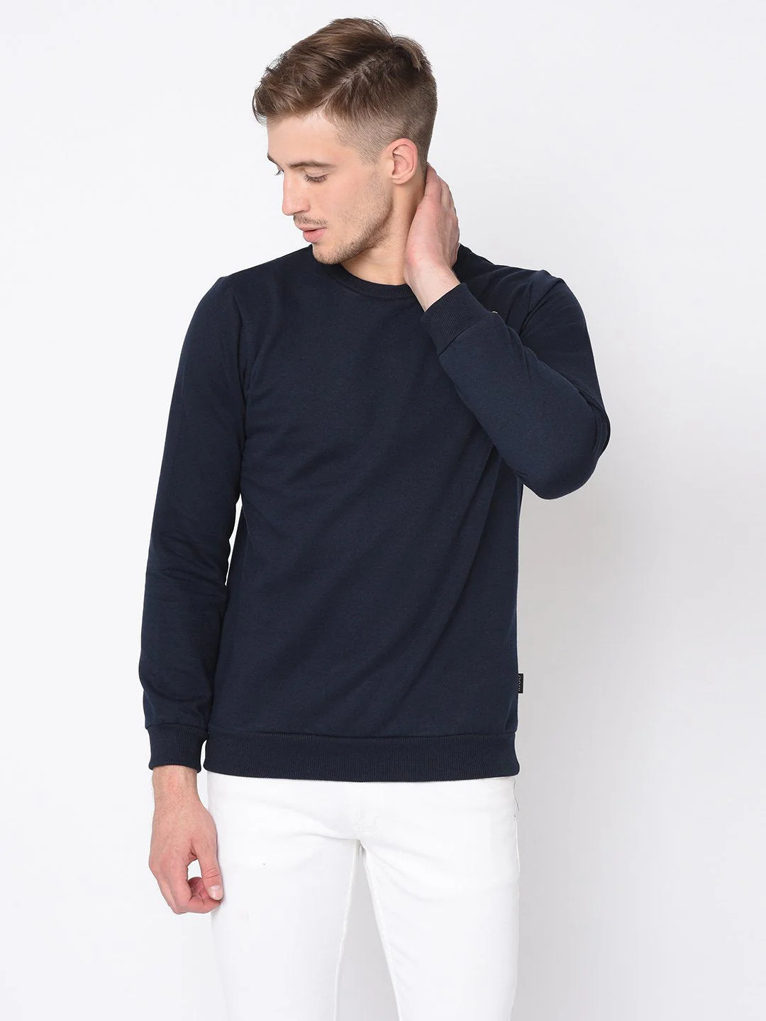 Men Navy Round Neck Sweatshirt For Men - Image 3