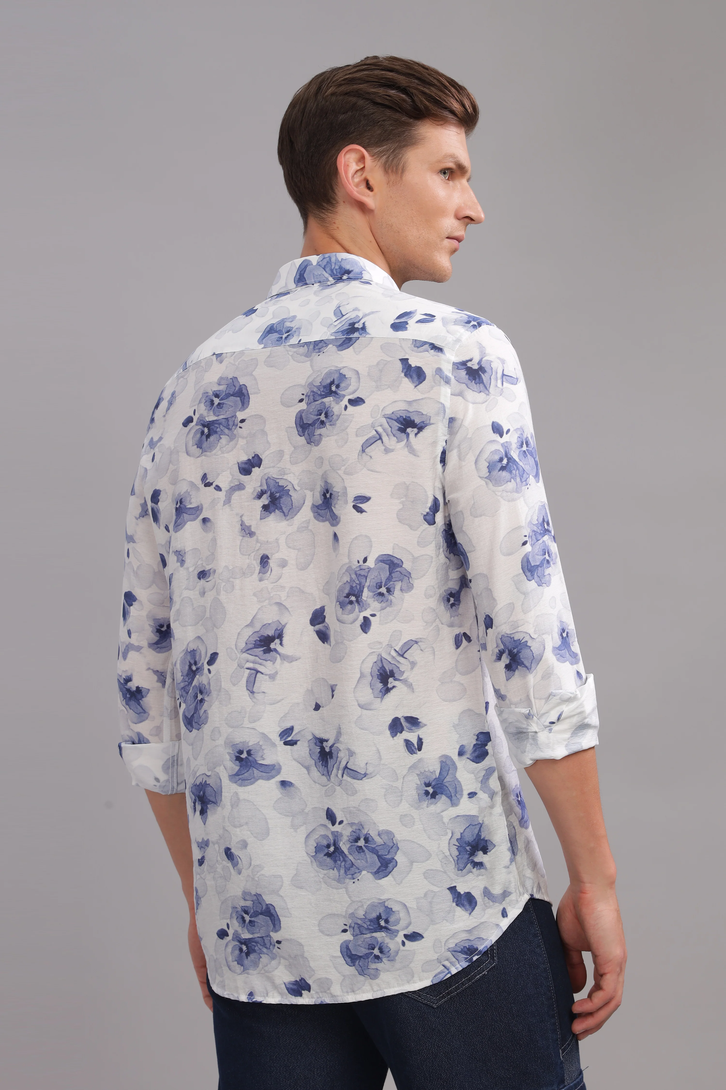 Men Navy Slim Fit Shirt - Image 2