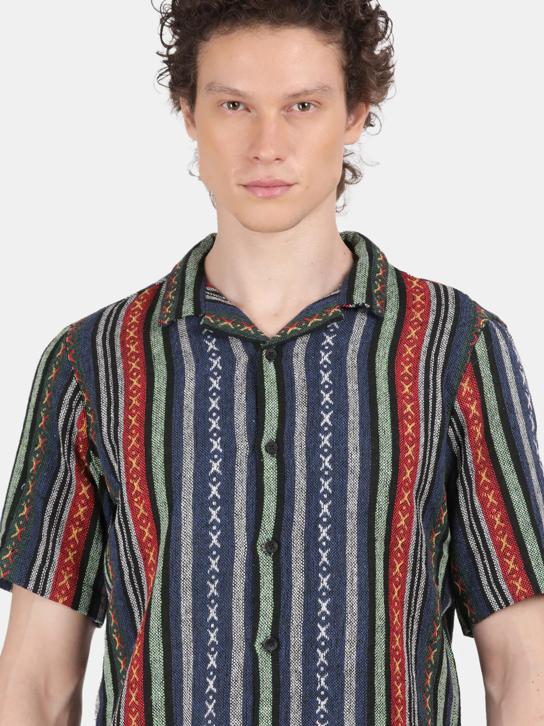 Men Navy Slim Fit Spread Collar Half Sleeve Casual Shirt - Image 6