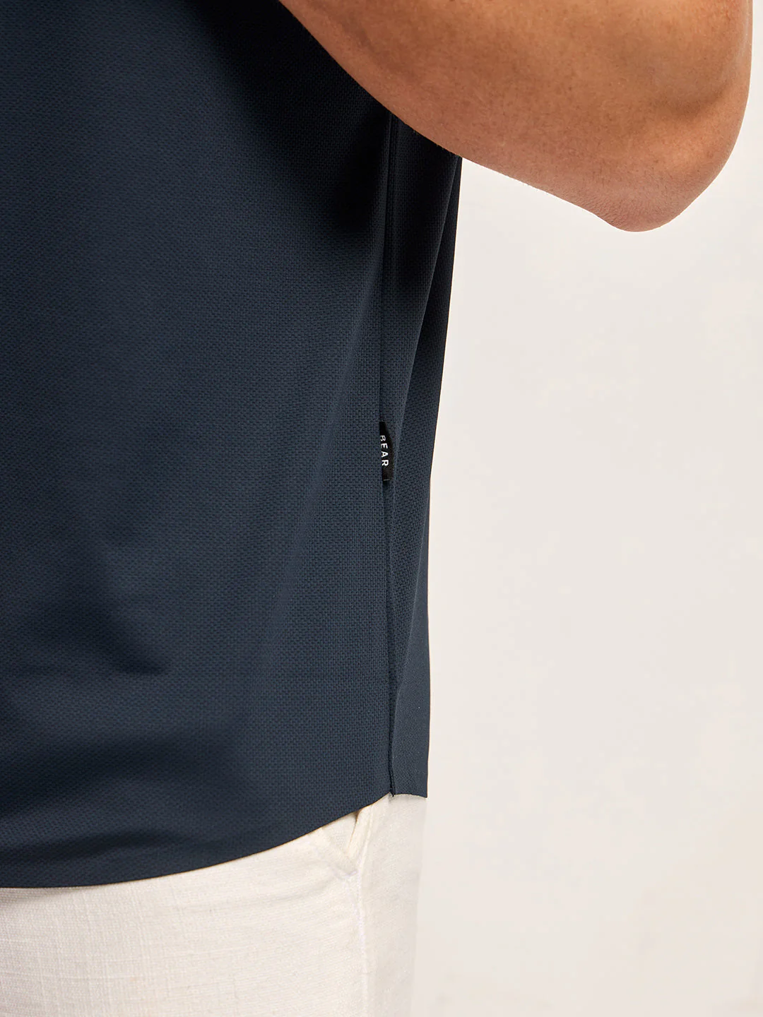 Men Navy Solid Nylon Blend Classic Spread Collar Shirt - Image 6