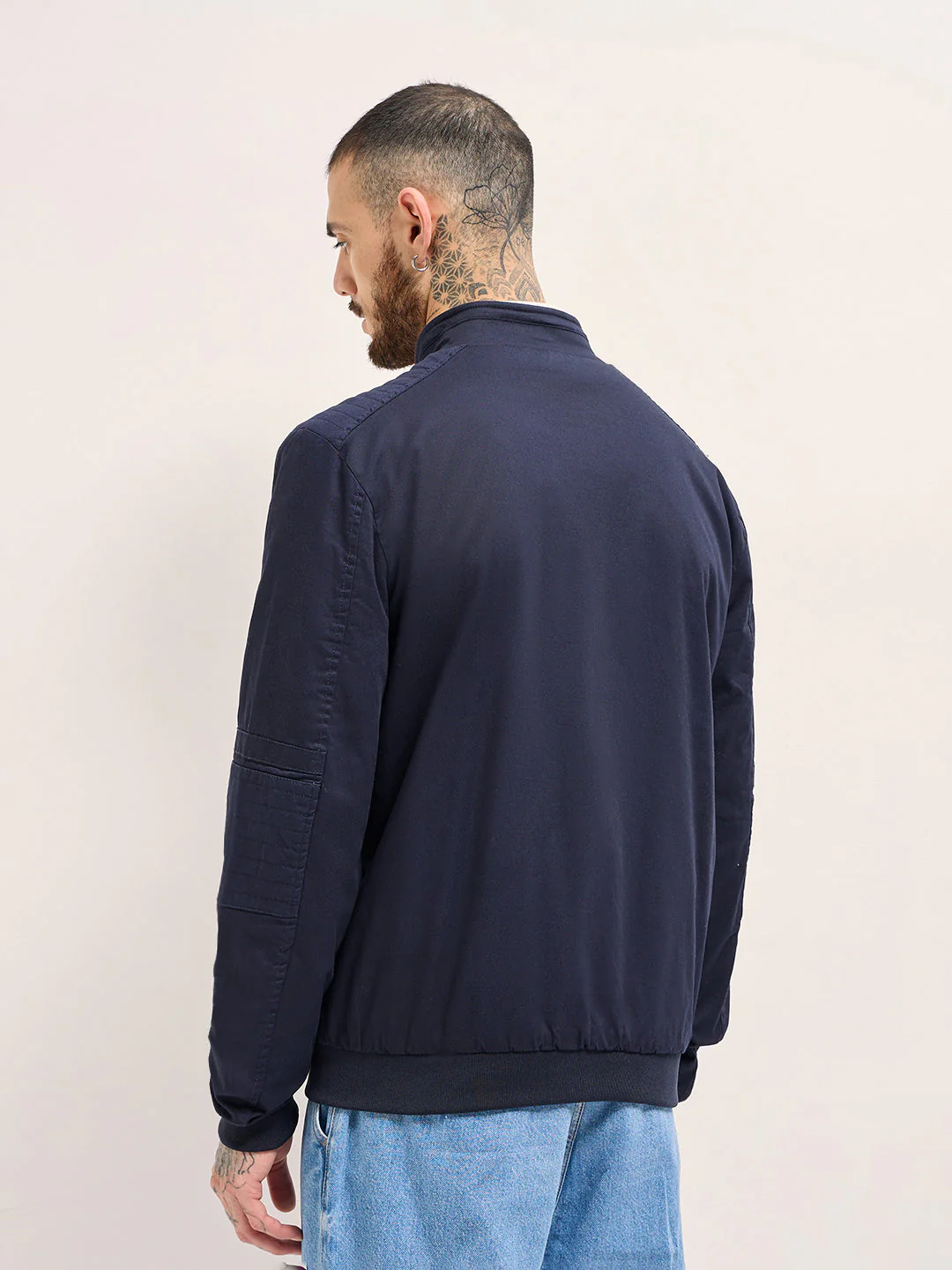 Men Navy Solid Regular Fit - Image 2