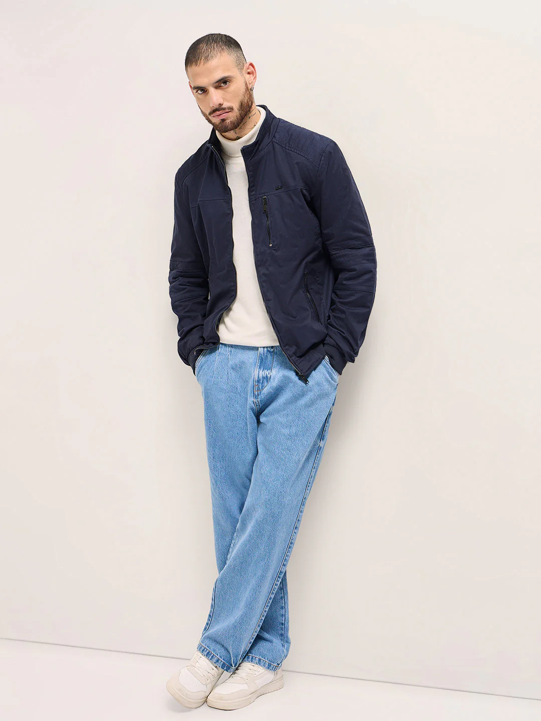 Men Navy Solid Regular Fit - Image 4