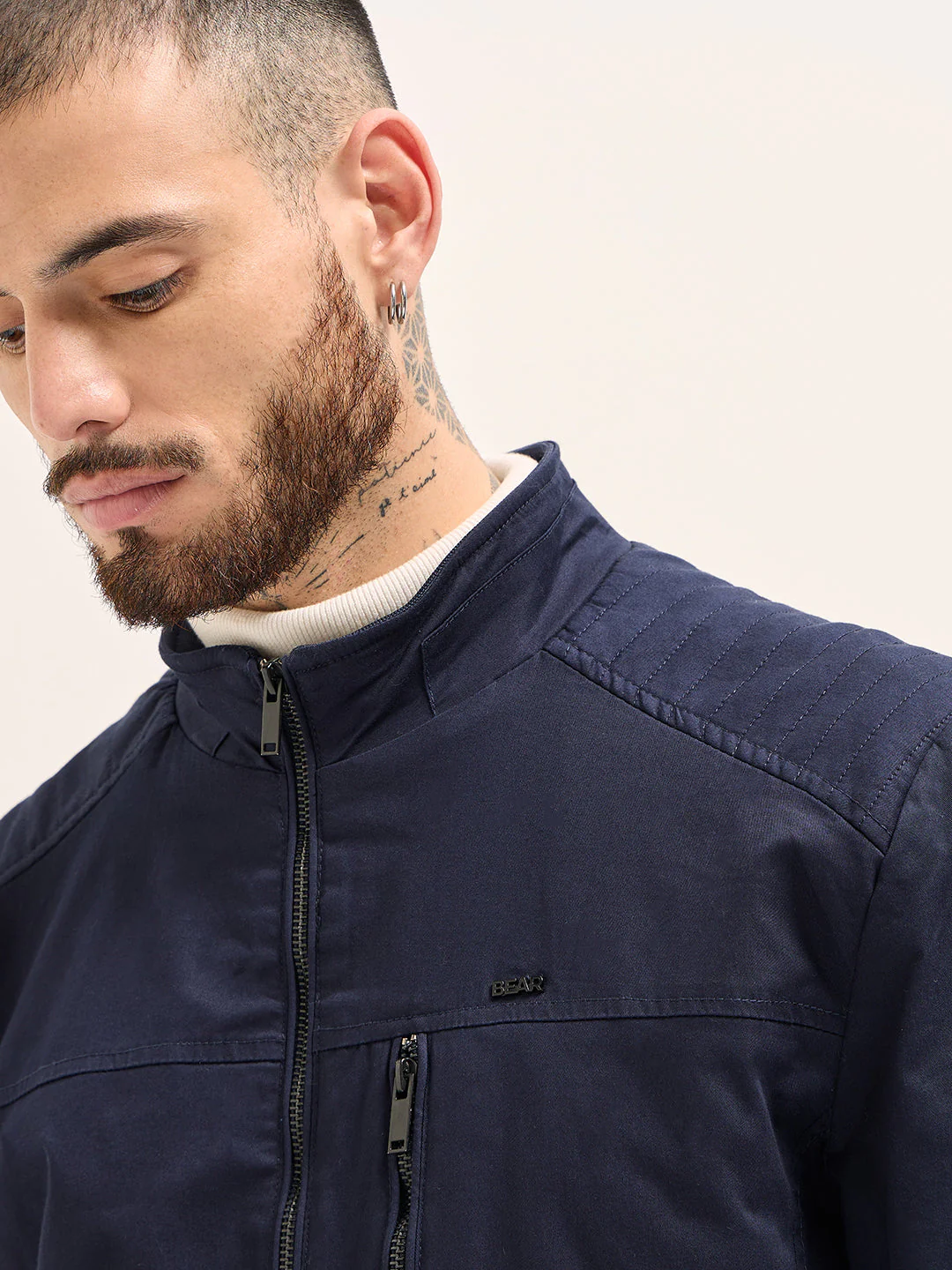 Men Navy Solid Regular Fit - Image 5