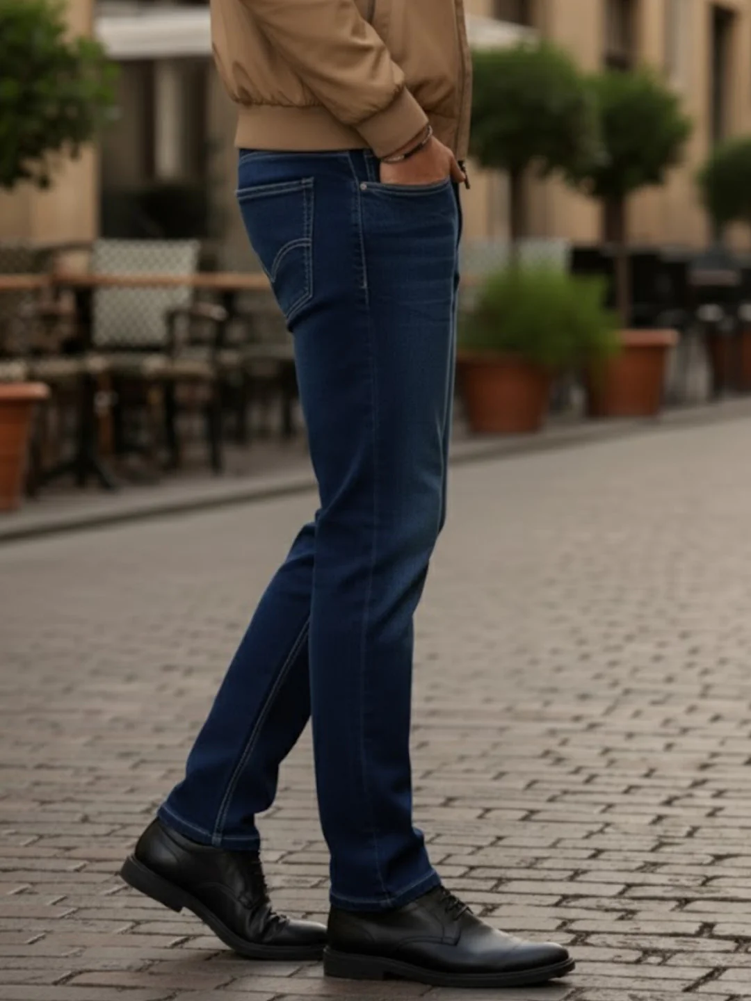 Men Navy Straight Fit Jeans - Image 2