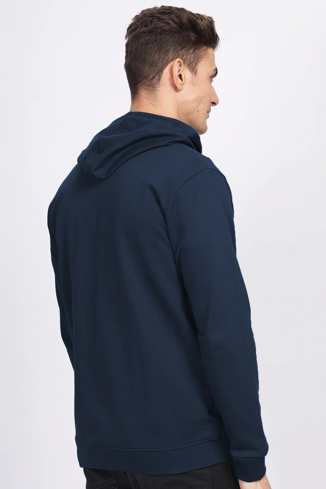Men Navy Sweatshirt With Zipper Hoodies - Image 2