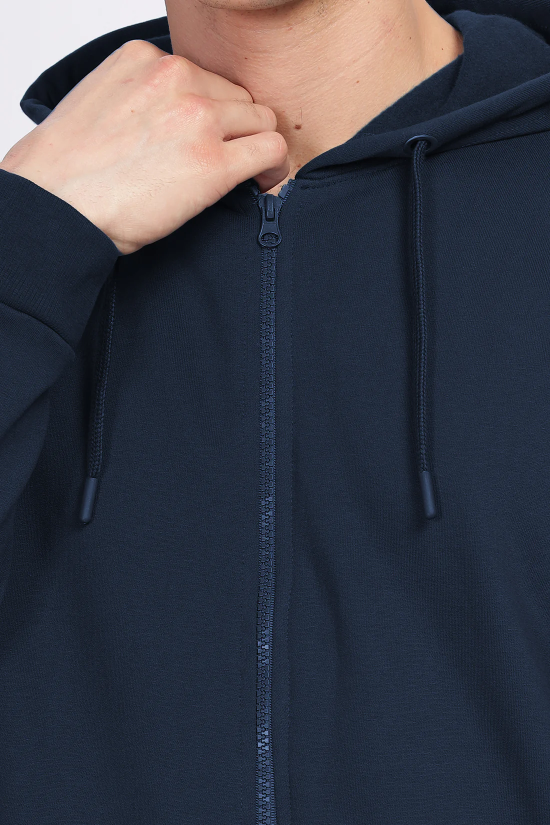 Men Navy Sweatshirt With Zipper Hoodies - Image 8