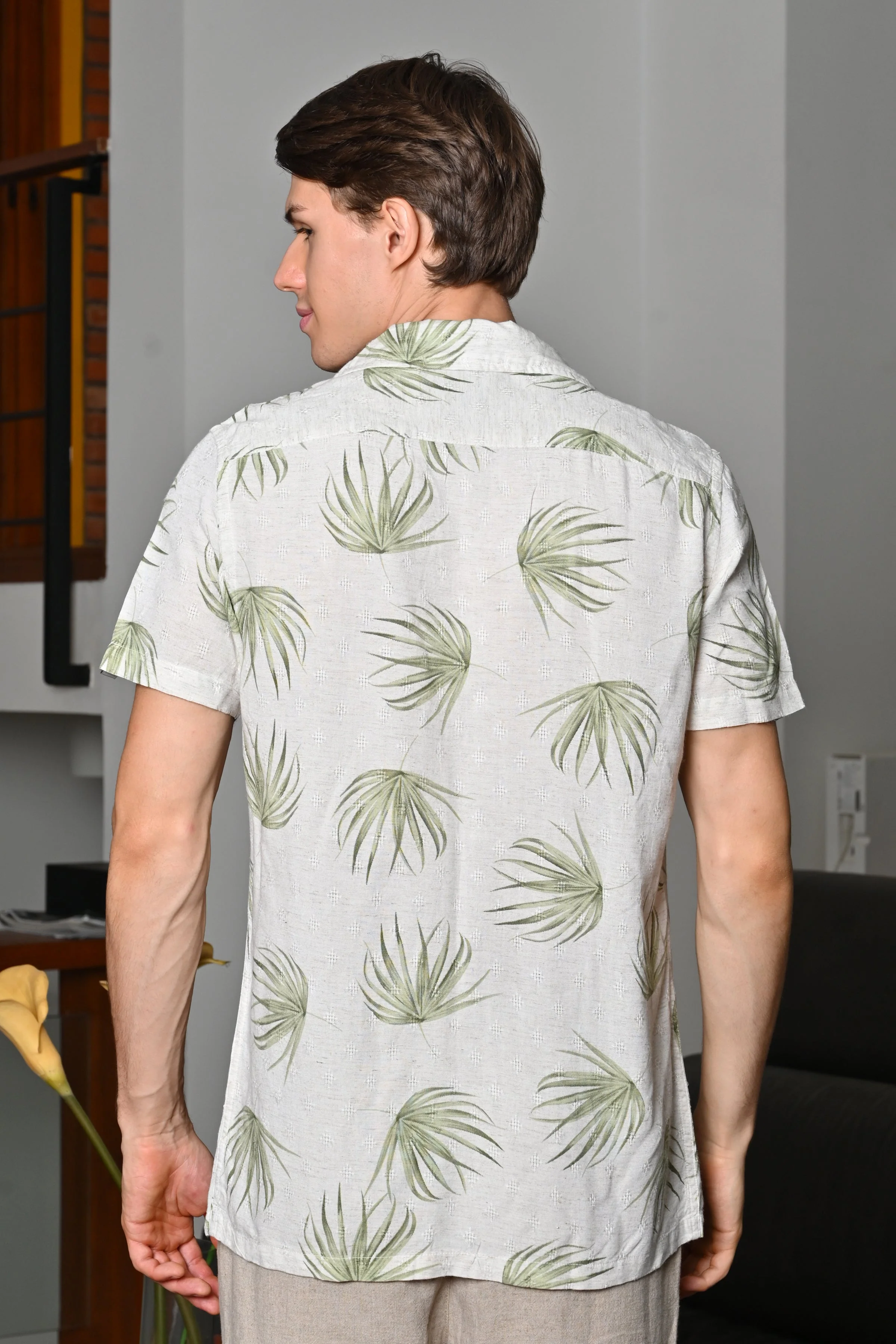 Men Neil Viscose Printed Shirt Green - Image 3