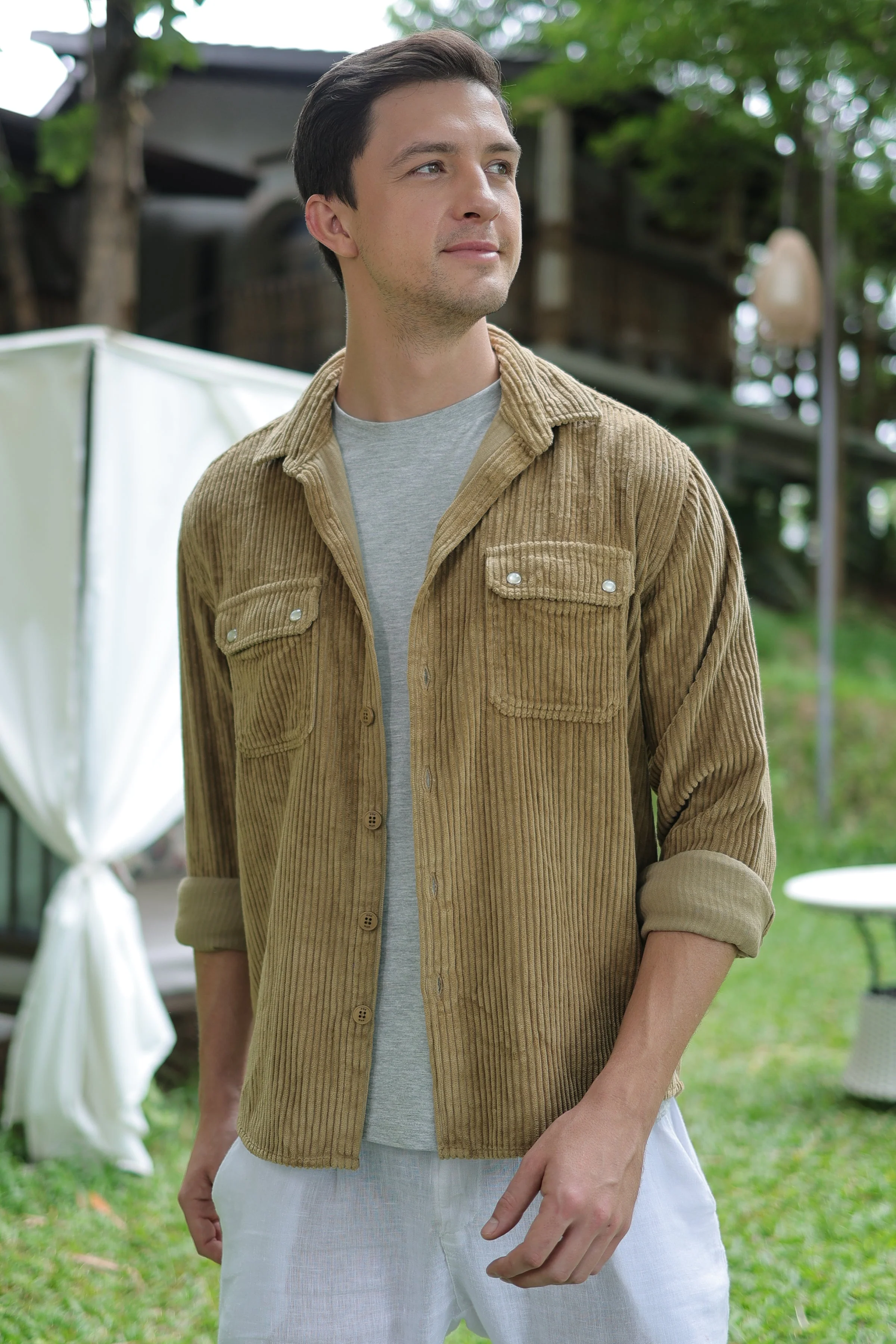 Men Nicholas Corduroy Shirt Mustard Style - Image 3